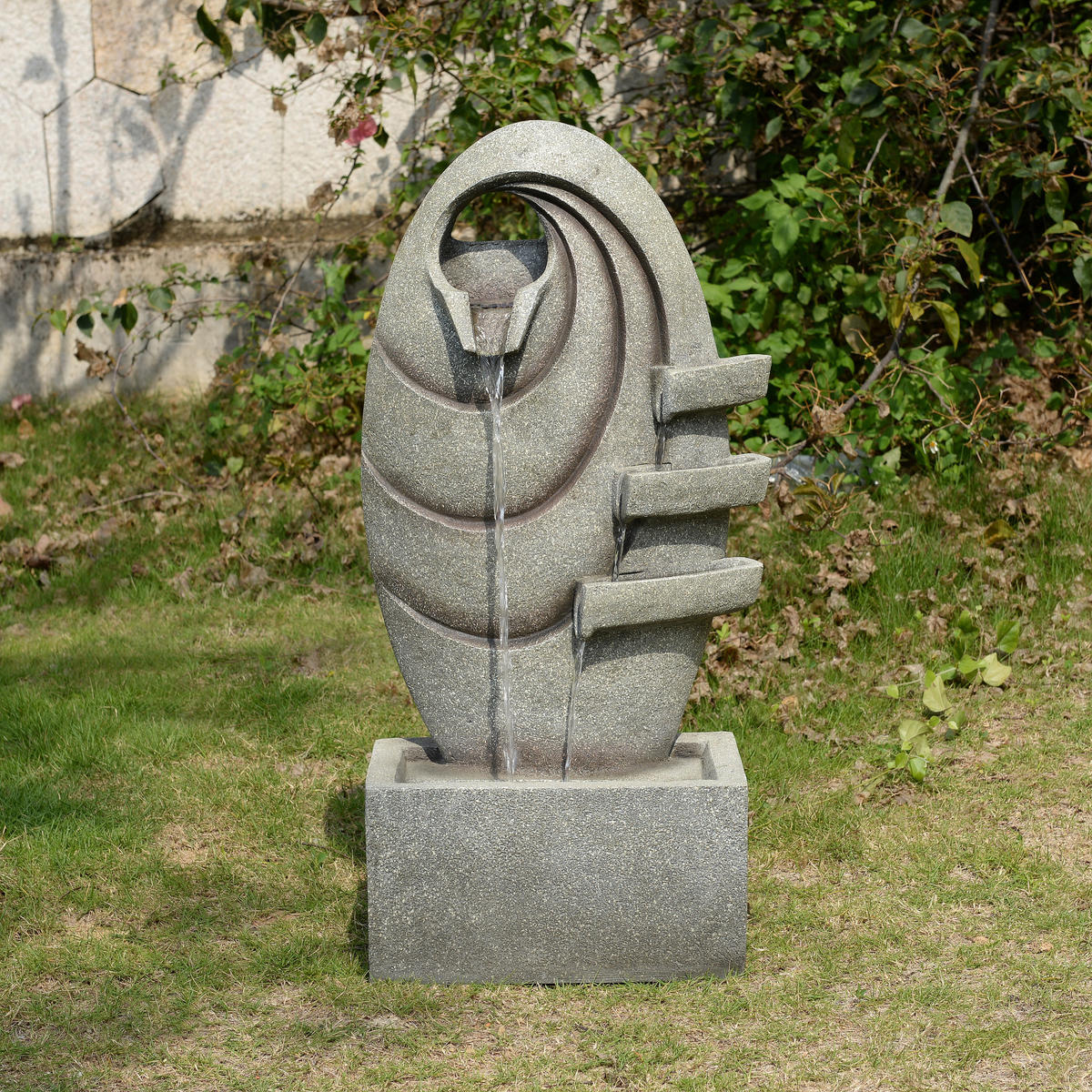 GARTENBRUNNEN oval grau - Grau, Kunststoff (40/25/80cm) - Teamson Home