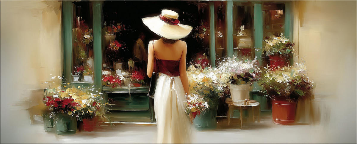 GLASBILD 125x50 cm Frau figurative Kunst - Beige, Glas (125/50cm) - artissimo