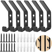 8 Stück Haken für Akustikpaneele, Doppelter Garderobenhaken Akustikpaneele Wandpaneele Kleiderhaken für Jacken, Mäntel und Hut, Schwarz, 13mm - Schwarz, Textil (3.8/8.3/1.3cm)