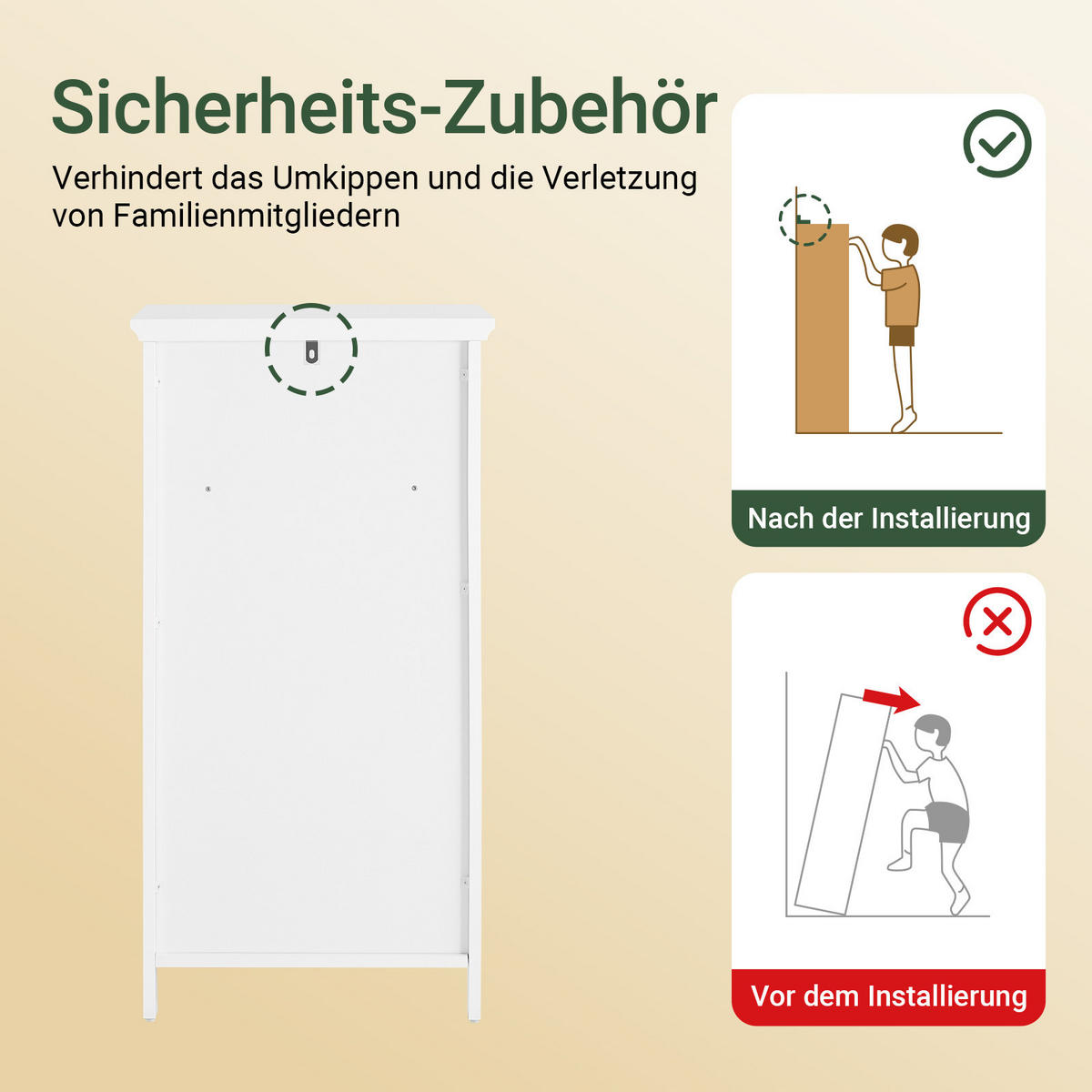 WÄSCHESCHRANK Weiß 45x41,5x87cm - Weiß, Holzwerkstoff (45/87/41.5cm) - SoBuy