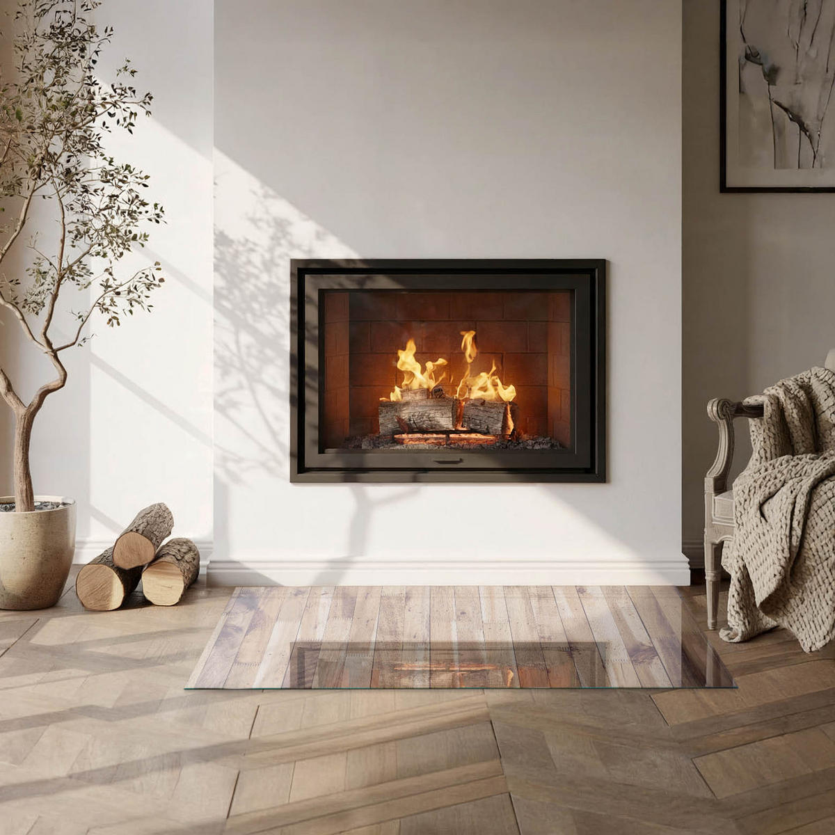 GLASPLATTE für Kamin 100x50 cm - Braun, Glas (100/50/0.4cm) - TULUP