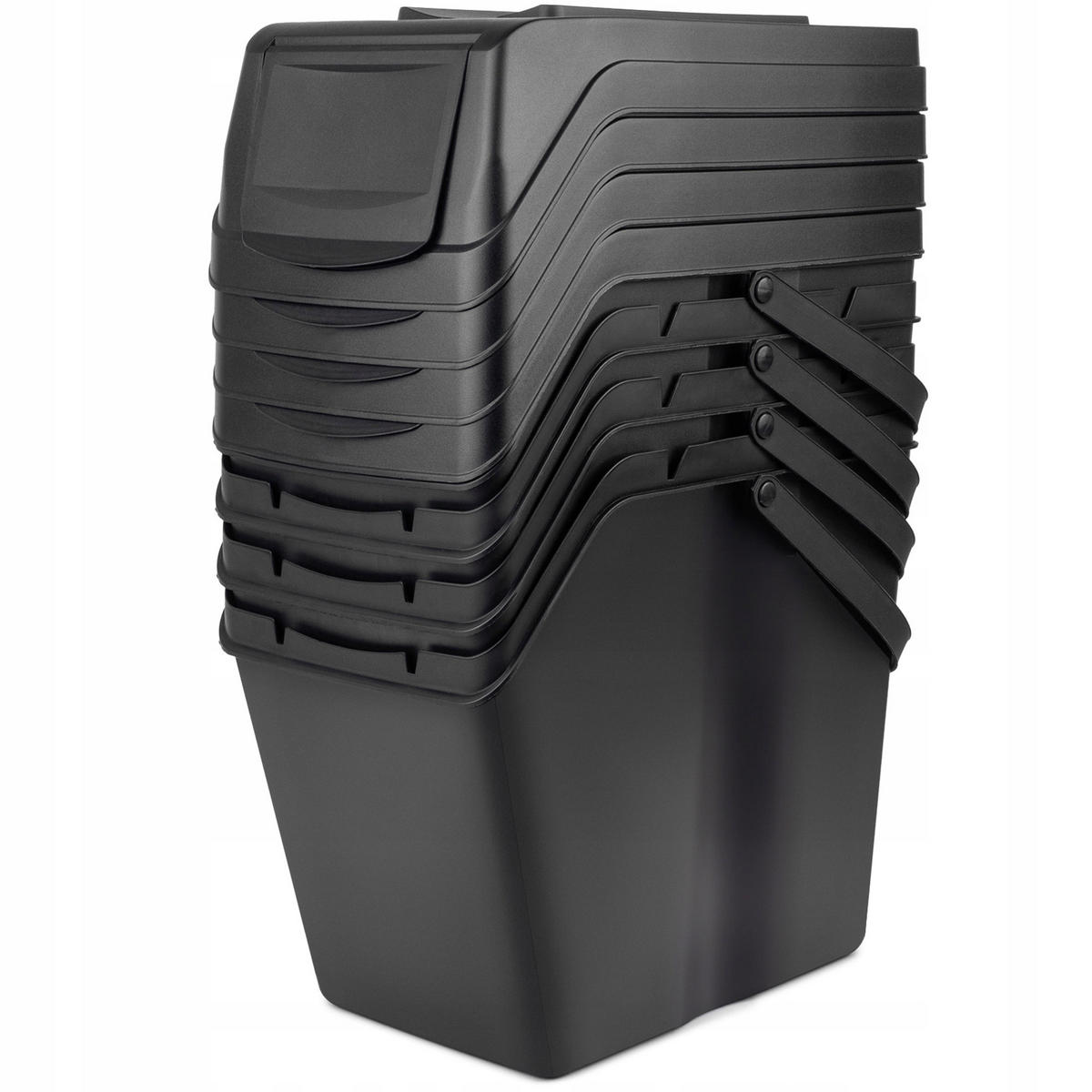 ABFALLBEHÄLTER 4x25 L, schwarz - Schwarz, Kunststoff (22/38cm) - KADAX