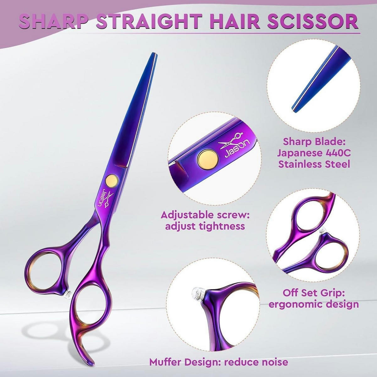 FRISEURSCHEREN Set 10-teilig Lila - Lila, Metall (7/1/17cm)
