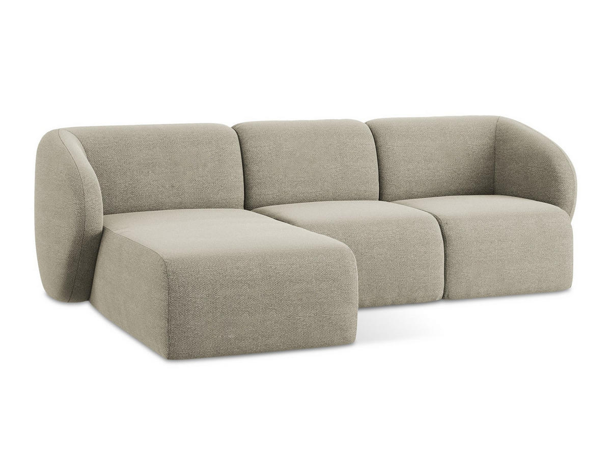 ECKSOFA Links Bouclé Stoff Grau - Taupe/Schwarz, Holzwerkstoff/Kunststoff (248/166cm) - Makamii