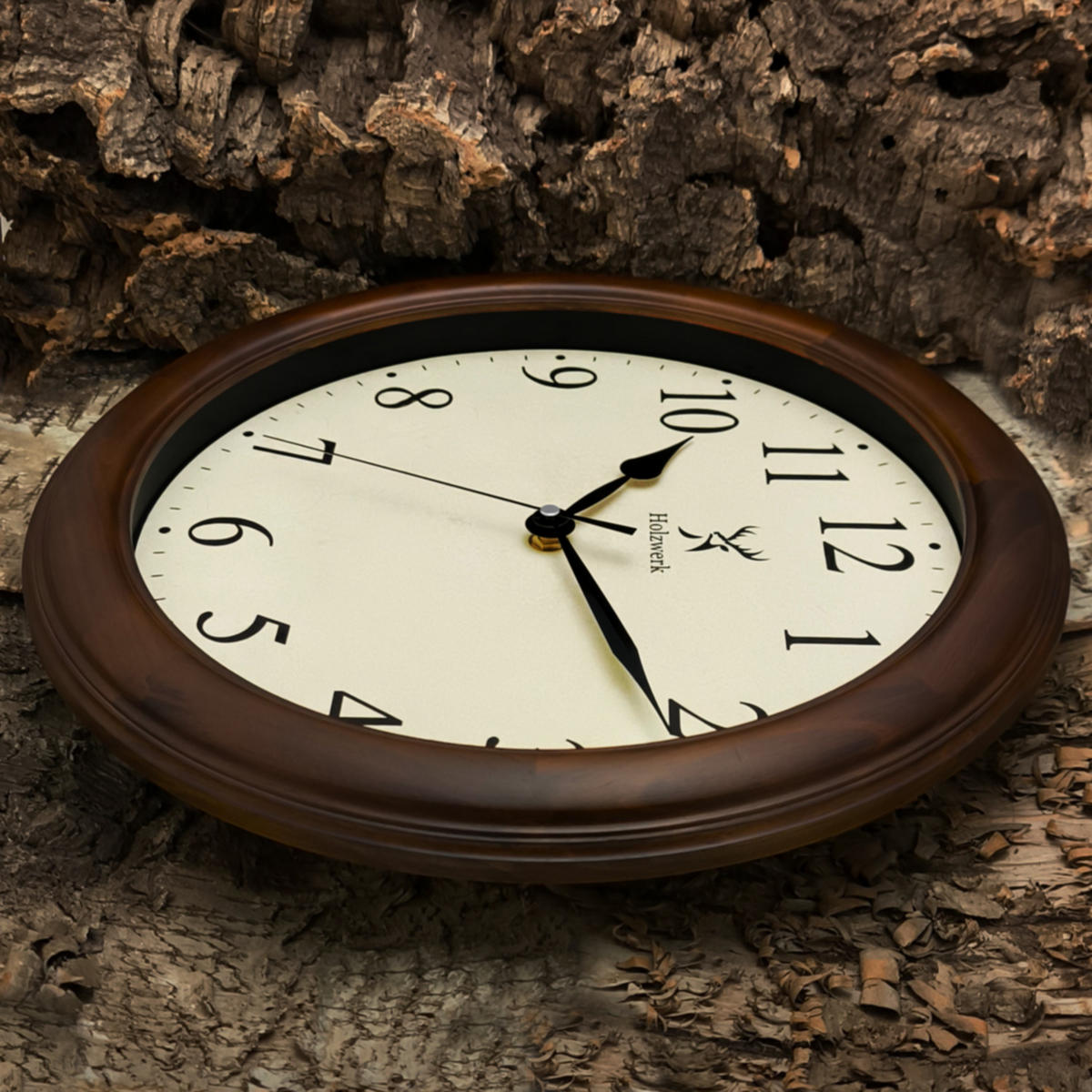 WANDUHR Holz Retro Vintage RADEBURG Loft Quarz Wand Uhr - Dunkelbraun, Glas/Holz (35/35/5.5cm) - Holzwerk
