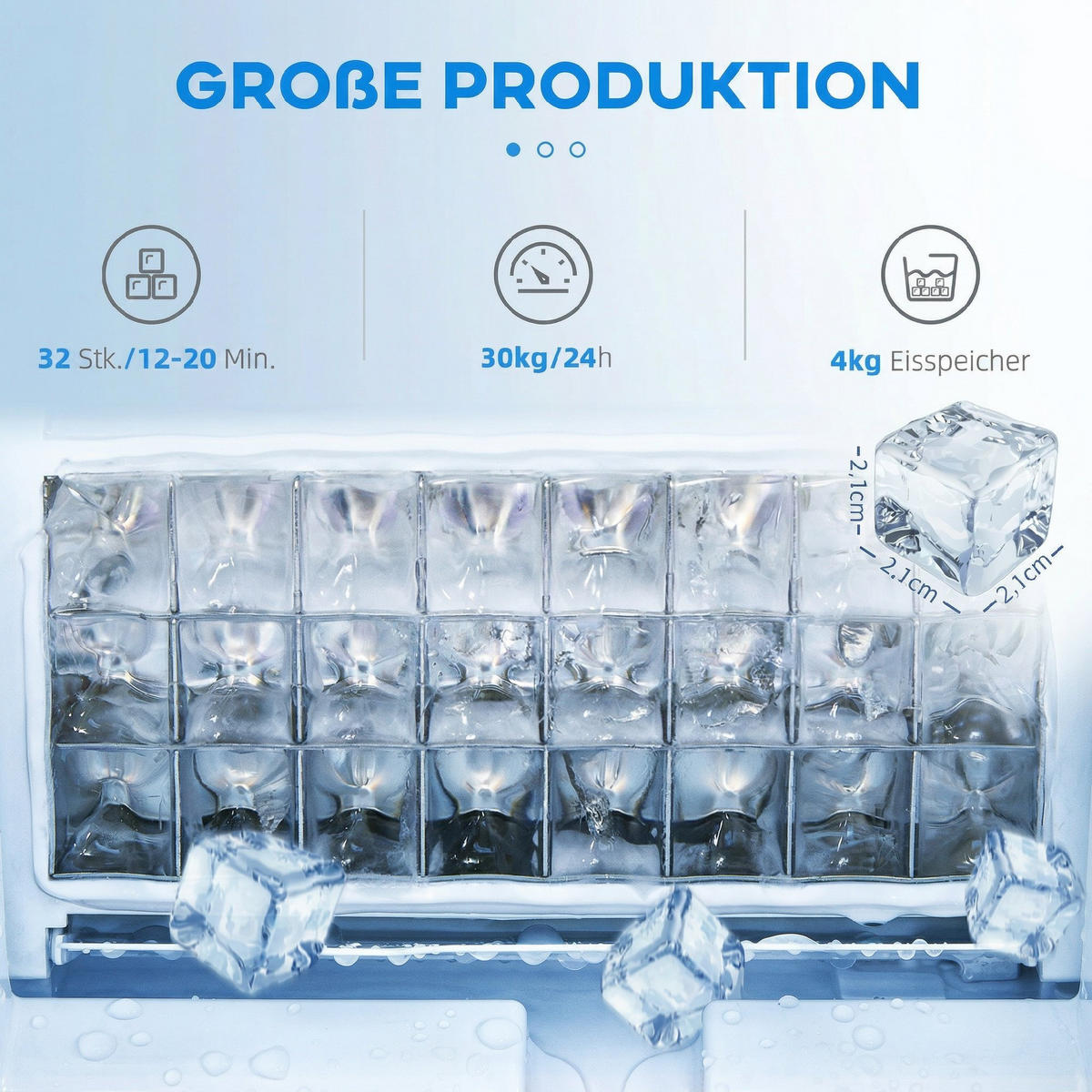 KOMMERZIELLE-EISWÜRFELMASCHINE Stahl ABS-Kunststoff Schwarz - Schwarz, Metall (33.9/60.2/34.5cm) - HOMCOM