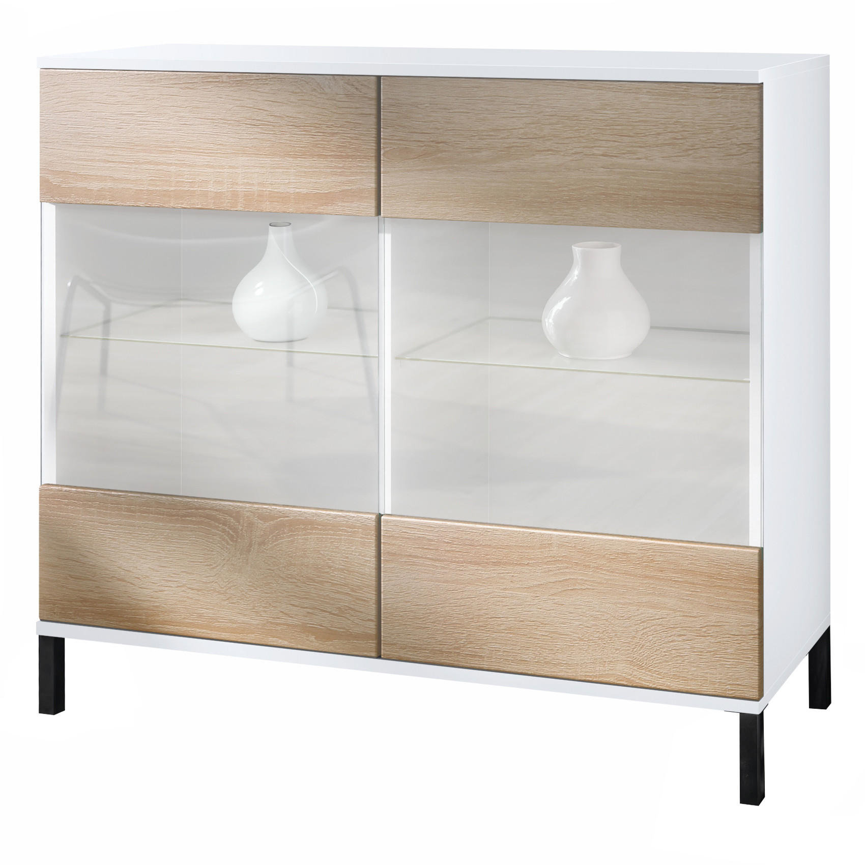 KOMMODE Bari Eiche sägerau - Eiche San Remo, Holzwerkstoff (92.5/83.5/35cm) - Vladon