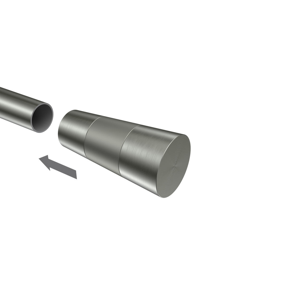 ENDSTÜCKE FÜR GARDINENSTANGEN 20 mm Ø, Tanara Edelstahl-Optik/Satin-Silber, Packung 2 Stück - Edelstahlfarben/Silberfarben, Metall (6.5/3.2/3.2cm) - INTERDECO