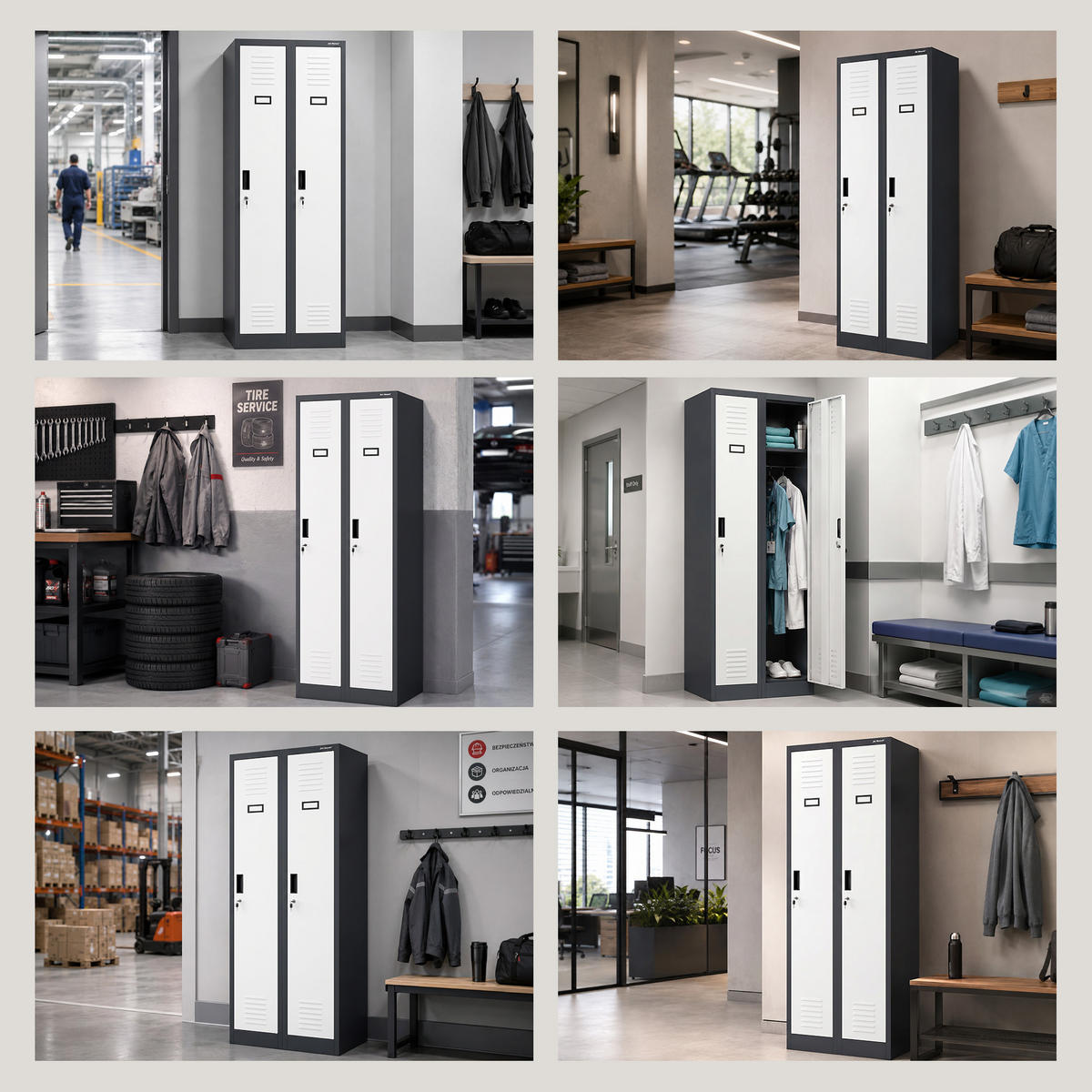 ZWEIFACH-PERSONALSCHRANK KACPER II 180x60x50 cm - Anthrazit/Weiß, Metall (60/180/50cm) - Jan Nowak