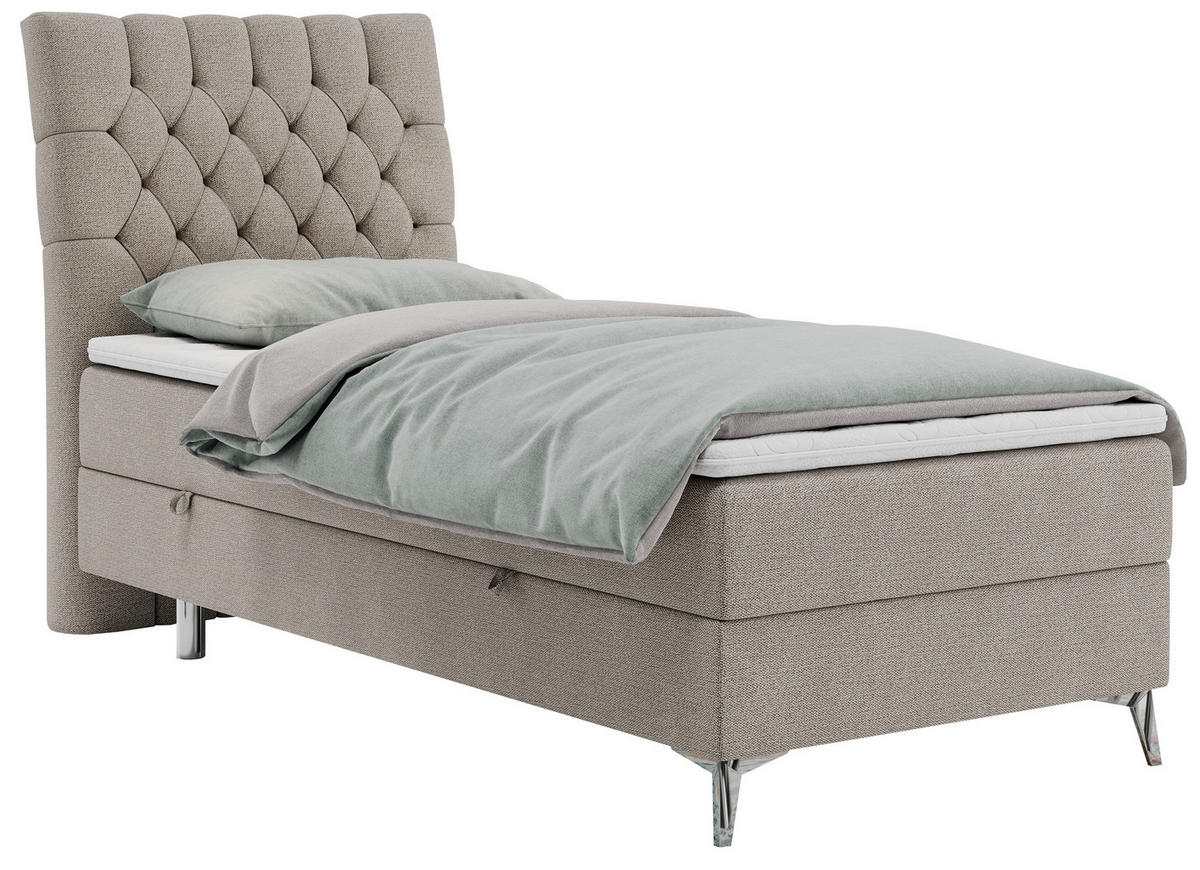 BOXBETT MILEN 90/200 Beige Struktur - H3 - Links Seite - Beige, Holz/Textil (90/200cm) - MKS