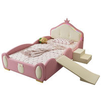 KINDERBETT 90/200 cm in Rosa/Beige mit LED-Beleuchtung, Rutsche und Treppe - Rosa, Kunststoff (90/200cm) - Flora Grace