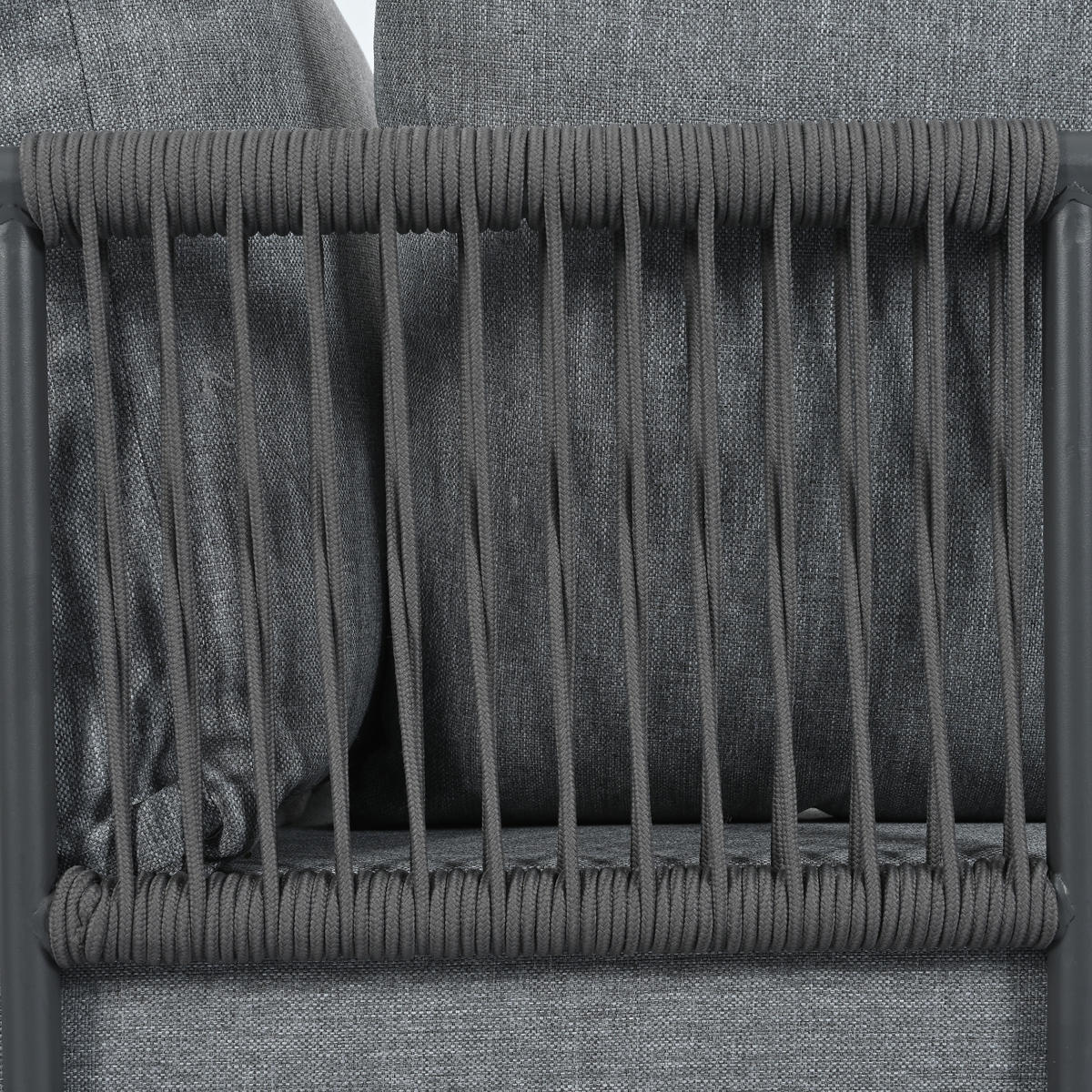 LOUNGESET Grau+Schwarz Eck Mit Sofa Couchtisch Hocker - Schwarz, Kunststoff - FLIEKS