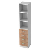 SCHUBLADENSCHRANK - 4 Schübe 42/40,6/200,4 cm in Weiß/Nussbaumfarben Chromgriff (Metall) - Nussbaumfarben/Weiß, Holzwerkstoff (40.6/200.4/42cm) - bümö