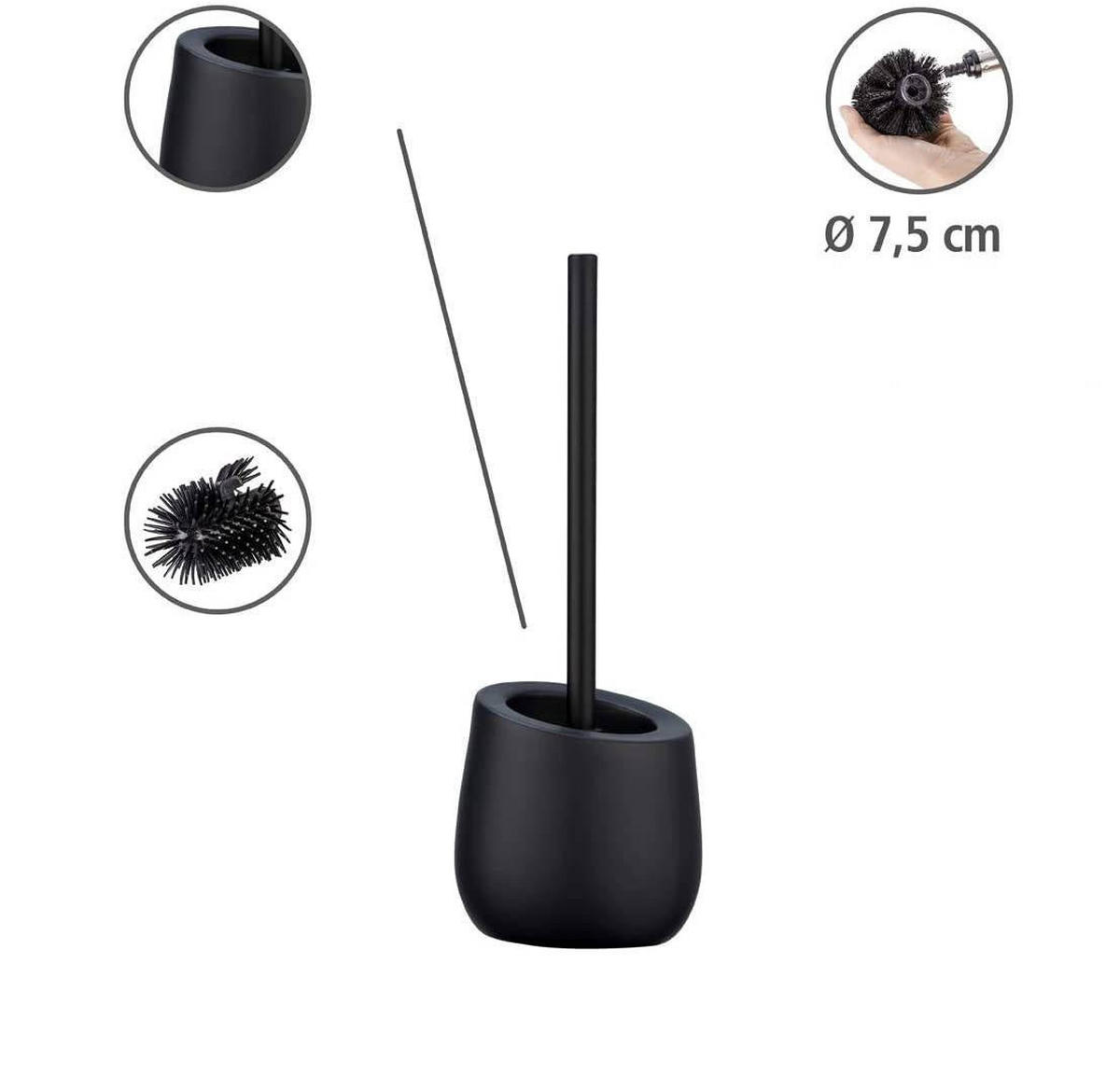 WC-BÜRSTE Badi 13,5/13,5/38 cm - Schwarz, Keramik (13.5/38/13.5cm) - Wenko