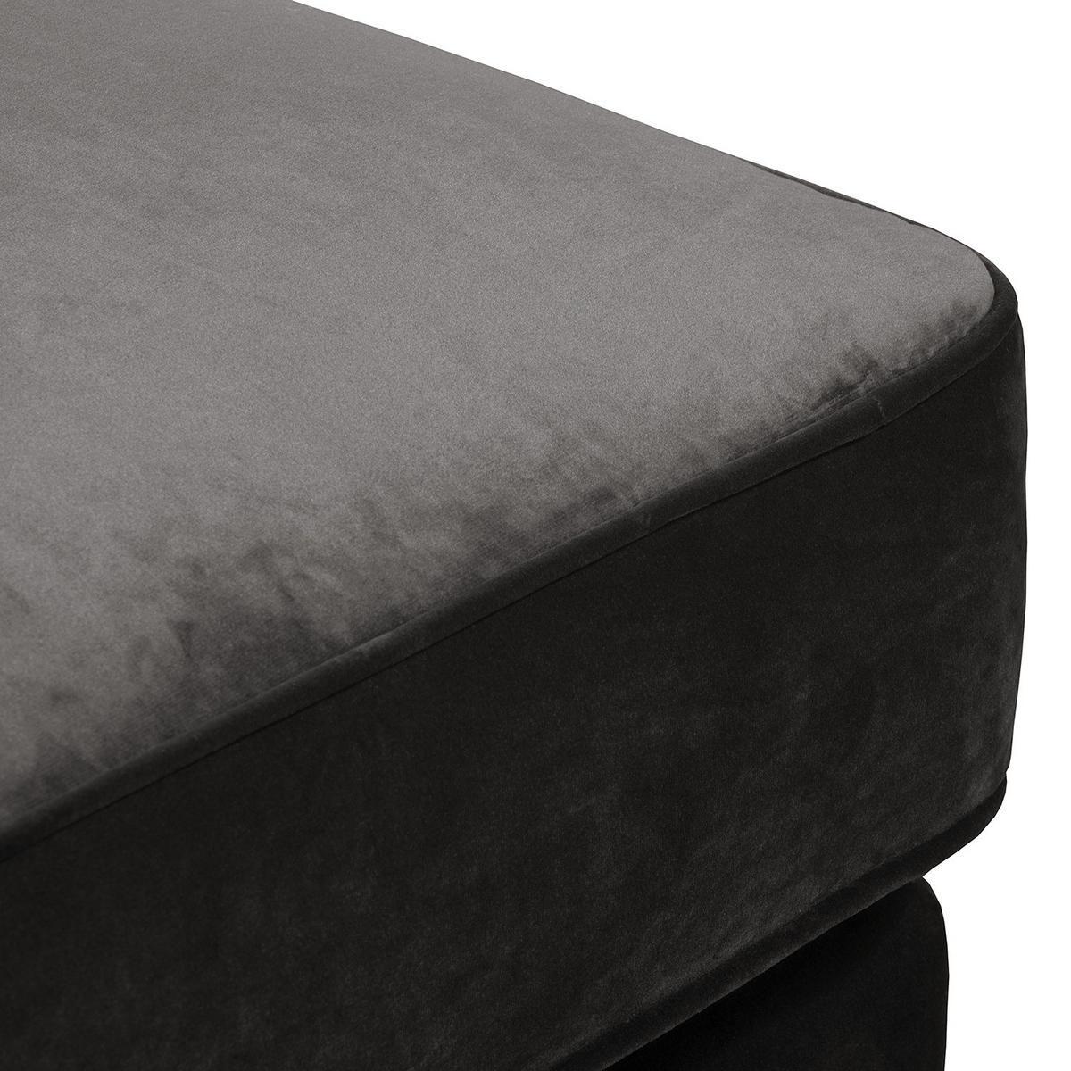 POLSTERHOCKER - Samt - Grau, Buchenholz/Textil (104/51/63cm) - home24