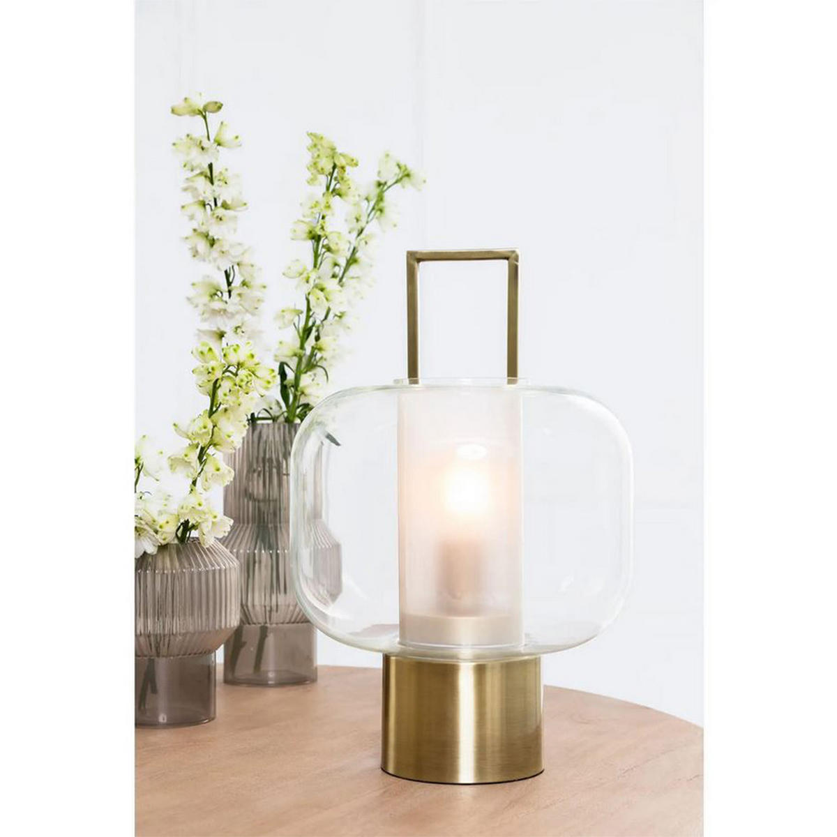 TISCHLEUCHTE ARTUROS Ø29,5 x 46 cm, Metall, Glas, Bronze - Goldfarben, Glas (46/29.5/46cm) - Light & Living