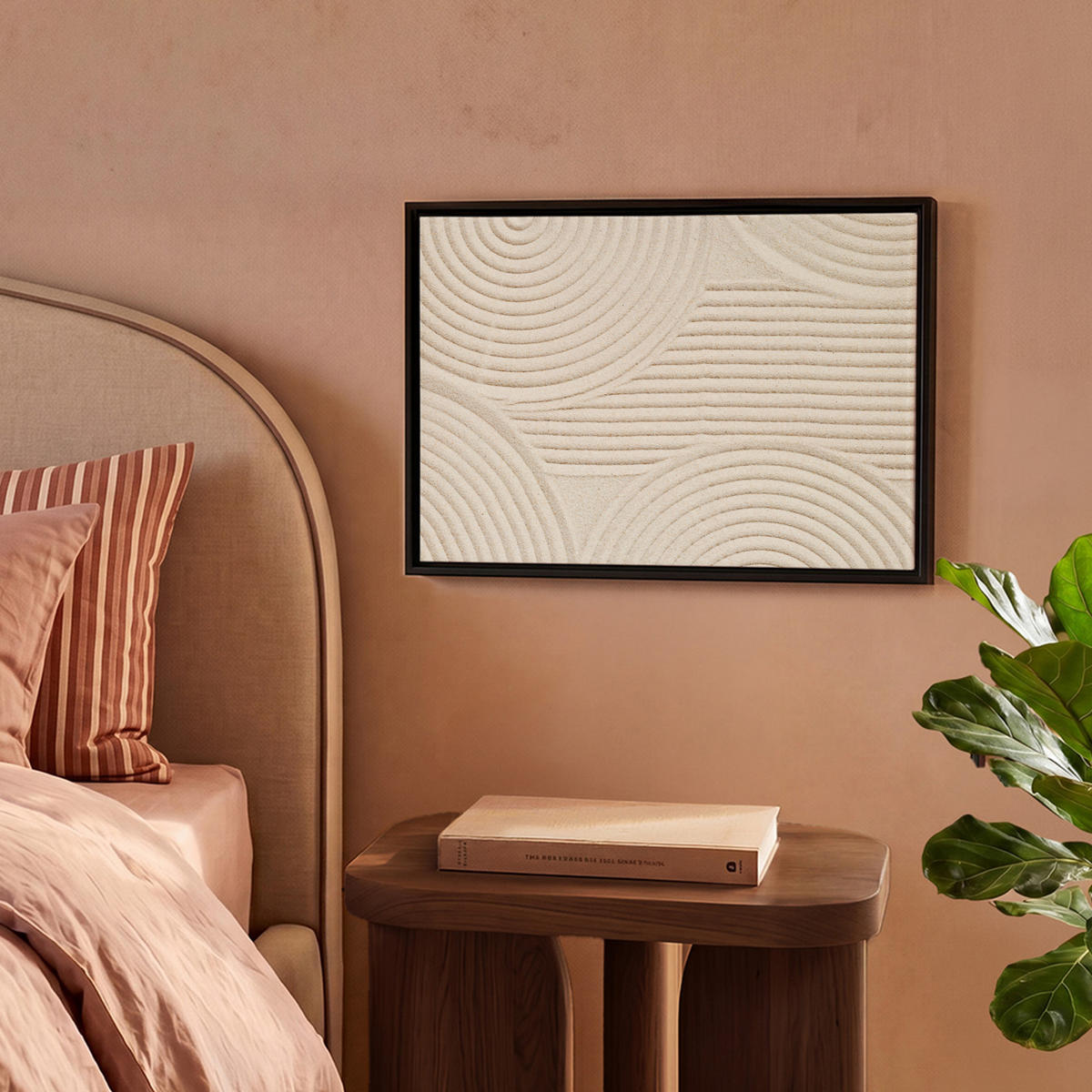LEINWAND Bilder mit Rahmen - Muster - Abstrakt - Weiß - 40x30 - Beige, Textil (40/30cm) - MuchoWow