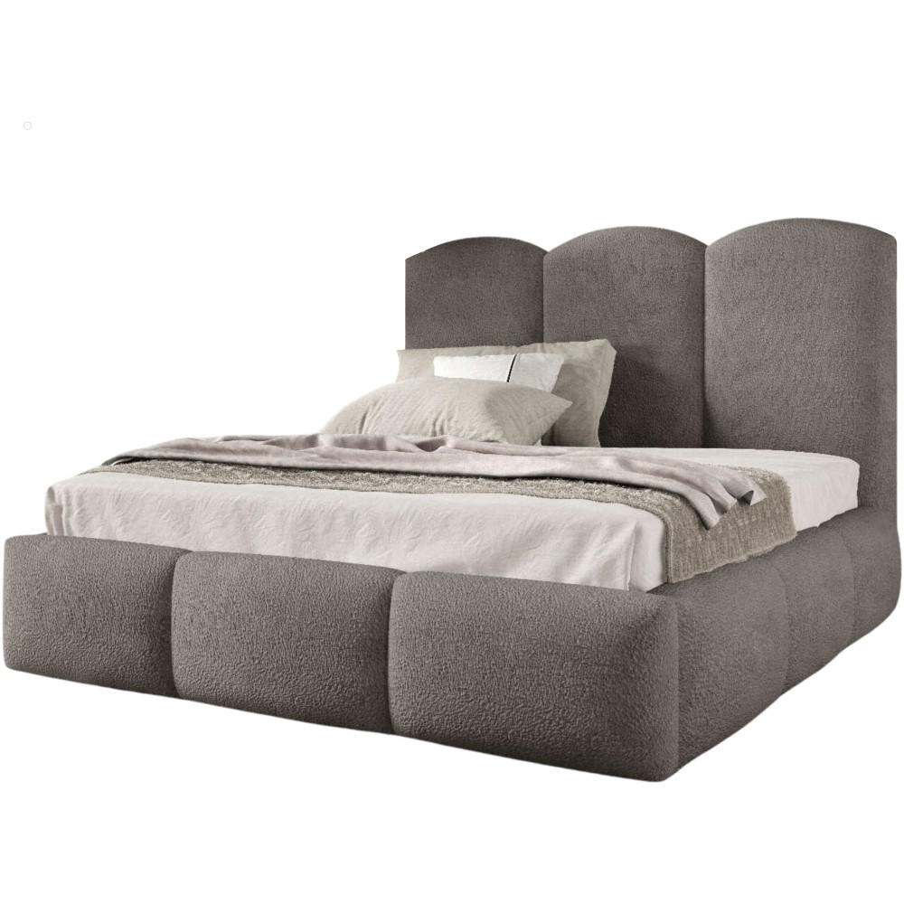 POLSTERBETT Bero, 120x200, Bouclé-Stoff, Grau - Grau, Textil (120/200cm) - Beautysofa