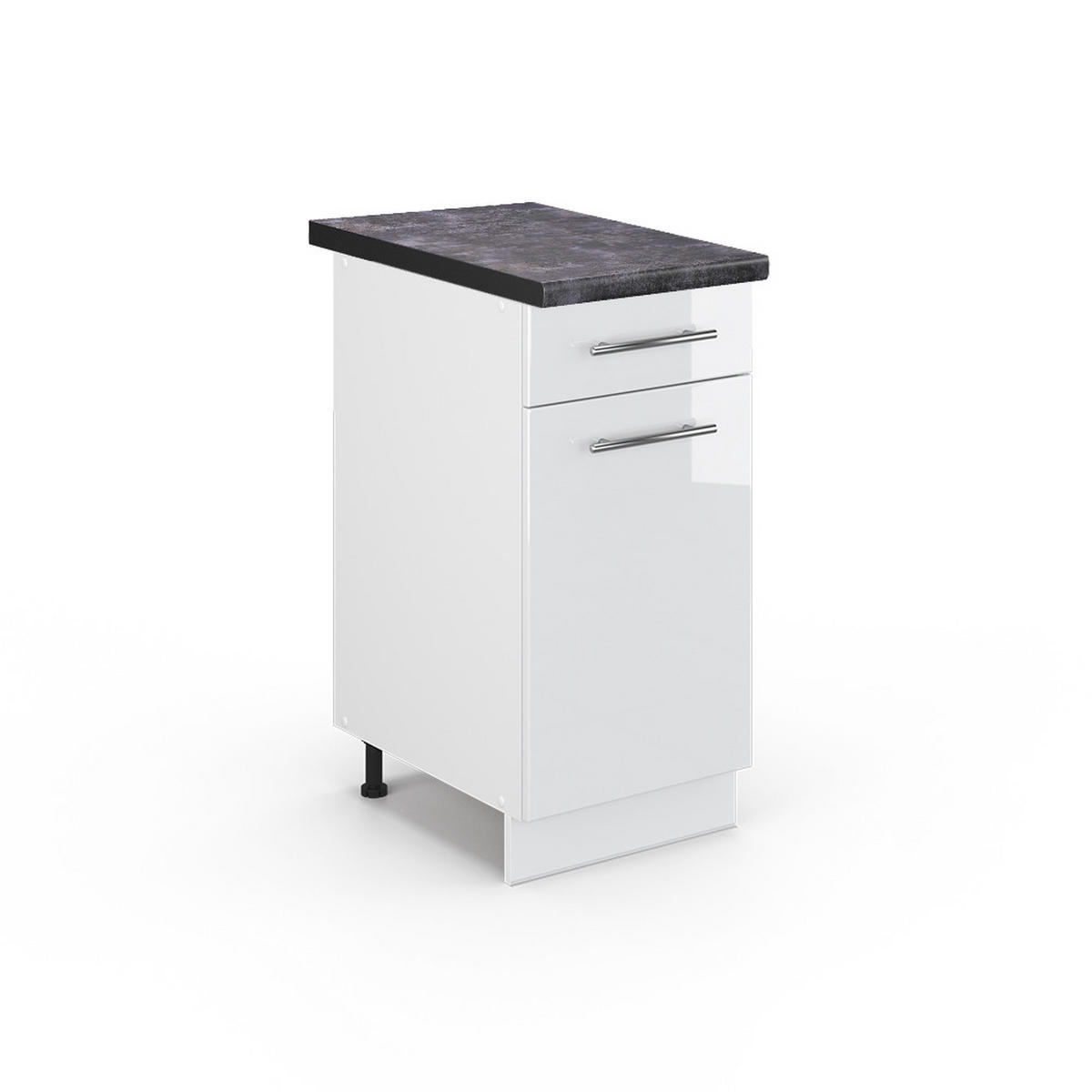 KÜCHENUNTERSCHRANK Fame-Line Weiß Hochglanz 40 cm, AP Anthrazit - Weiß Hochglanz/Weiß, Holzwerkstoff (40/82/60cm) - Vicco