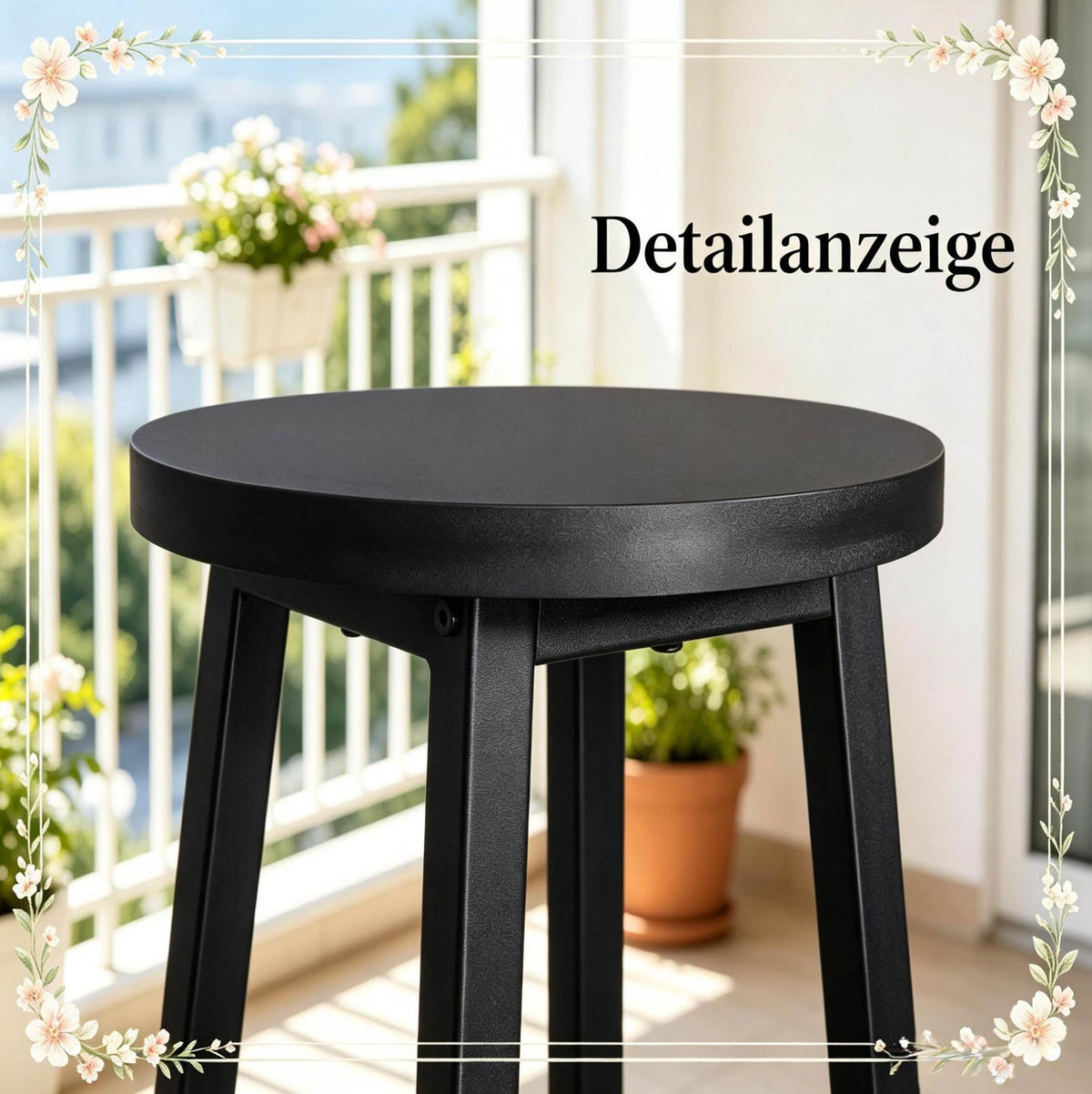 BARHOCKER Set 2 mit Fußstütze Schwarz Metall - Schwarz, Metall (30/71/30cm) - MIVRAY