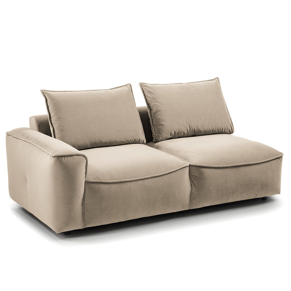 2,5-SITZER SOFA - modular - Beige/Schwarz, Holz/Kunststoff (189/80/99cm) - home24