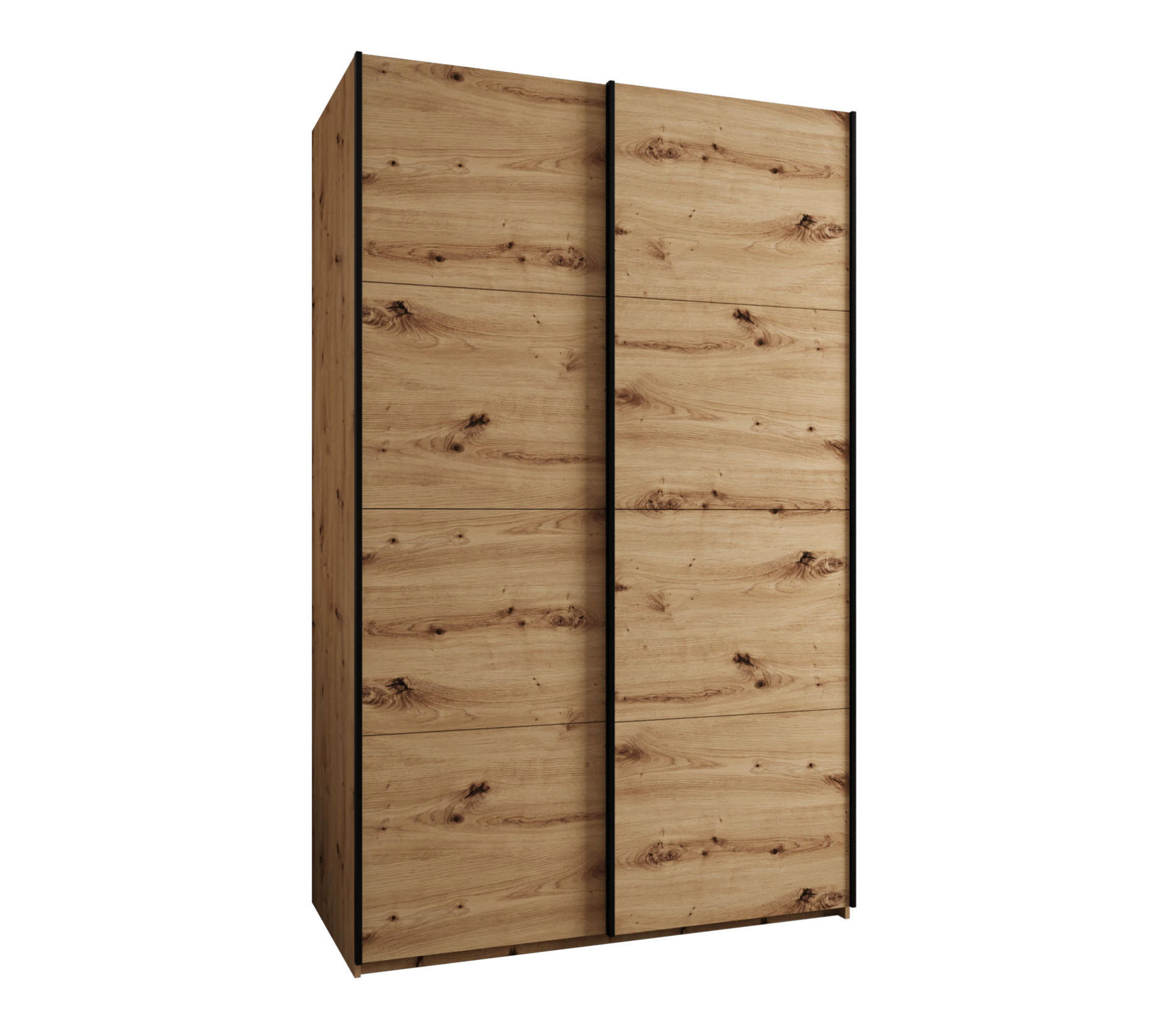 Abiks Möbel Schwebetürenschrank Eiche Artisan, Eiche Artisan, Schwarz 150x245x64 cm
