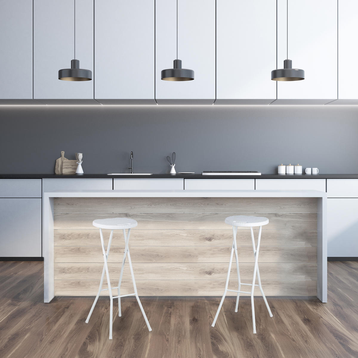 BARHOCKER - Weiß, Kunststoff/Metall (32.5/80/29cm) - Relaxdays