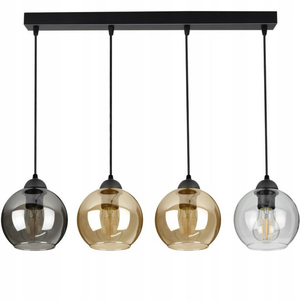PENDELLEUCHTE HAGEN - Transparent/Schwarz, Glas/Metall (15/70/100cm) - kiki design