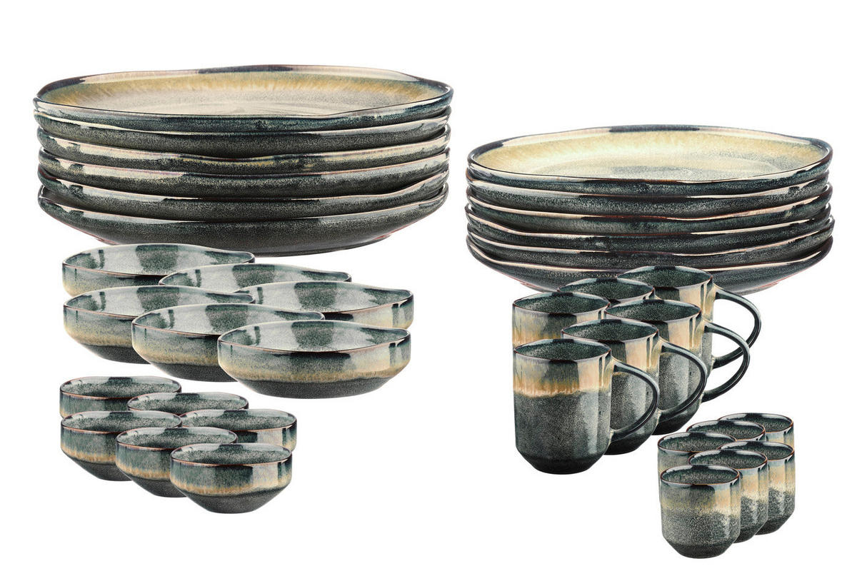 KOMPLETTSERVICE Genesis - 36er-Set - Erde - Grau, Keramik (1/1/1cm) - Björn