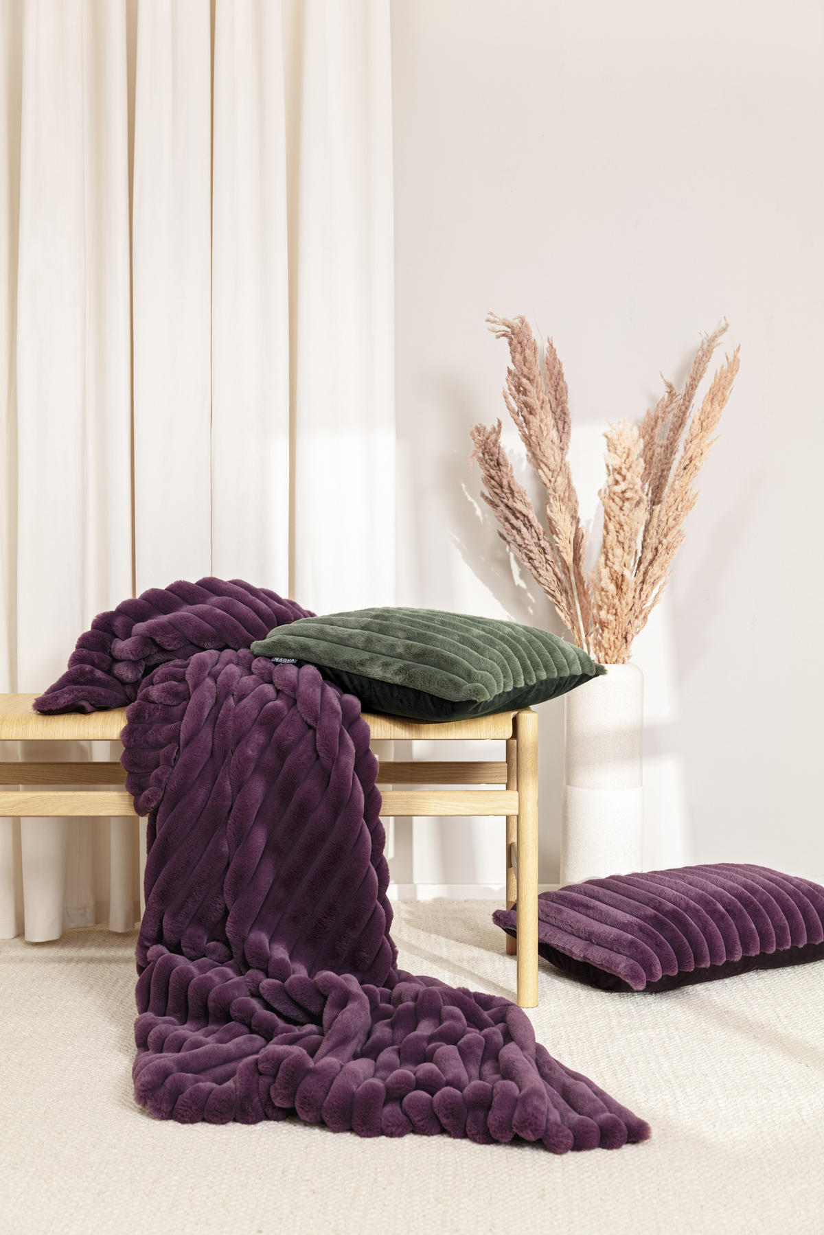 KISSENHÜLLE Raya Streifen Look salbei - Salbeigrün, Textil (40/60cm) - Magma Heimtexx