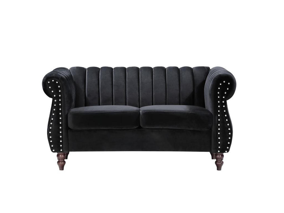 CHESTERFIELD-SOFA - 2-Sitzer - Samt - Schwarz - TRUMBO - Schwarz, Textil (78/77/150cm) - Vente-Unique