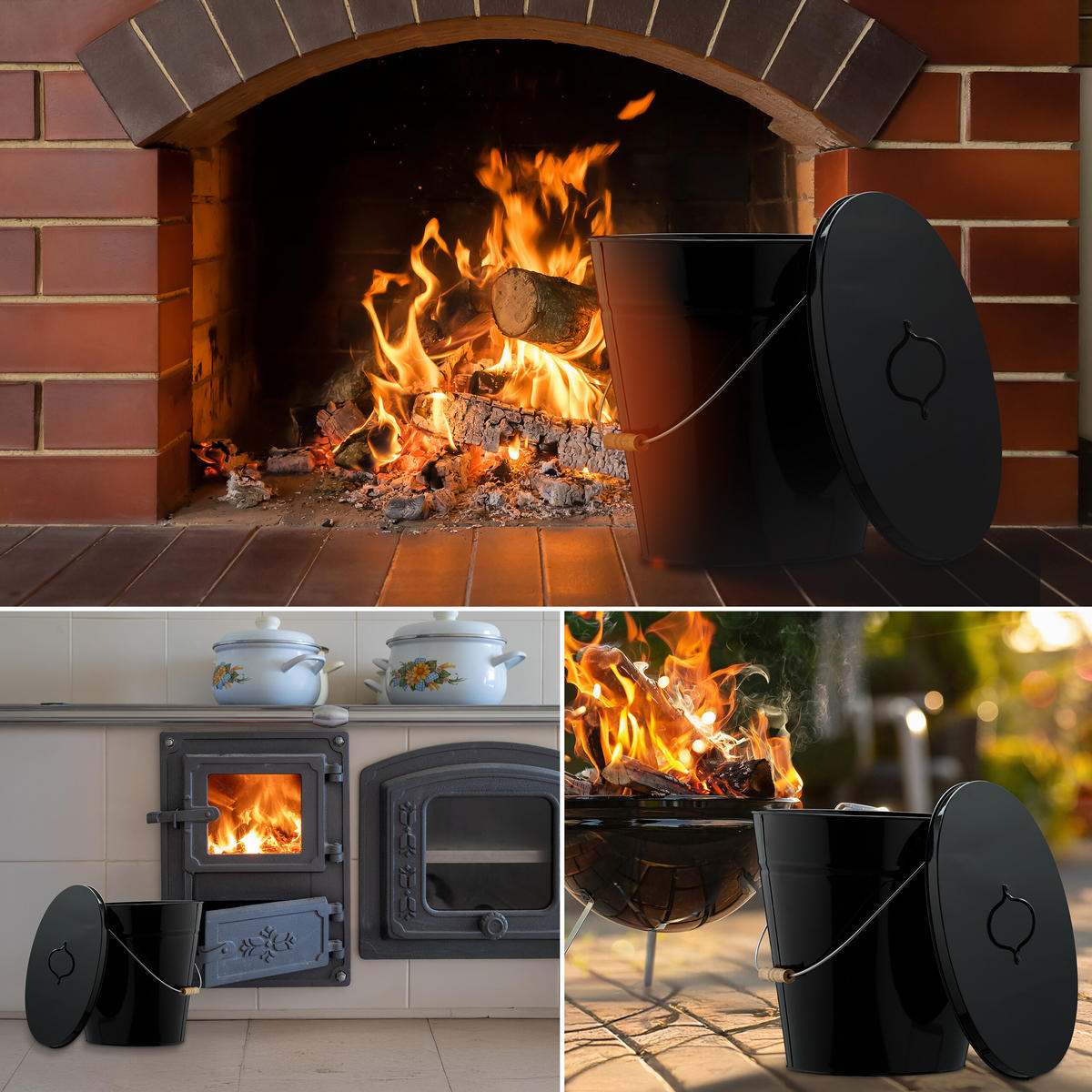 ASCHEEIMER - Schwarz, Holz/Metall (40.5/39/29cm) - Relaxdays