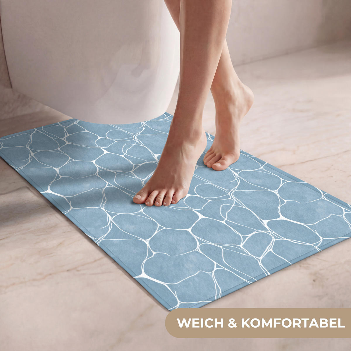 WC PŘEDLOŽKA Organic - vzor - modrá 50x80 cm - světle modrá, textil/plast (50/1cm) - OnlyWow