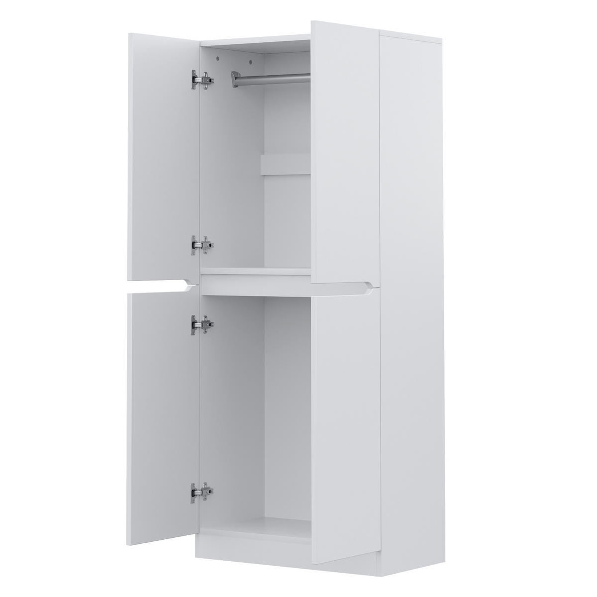 KLEIDERSCHRANK 70x40x170cm 2 Türen Stauraum Weiß - Weiß, Holz (70/170/40cm) - FLIEKS