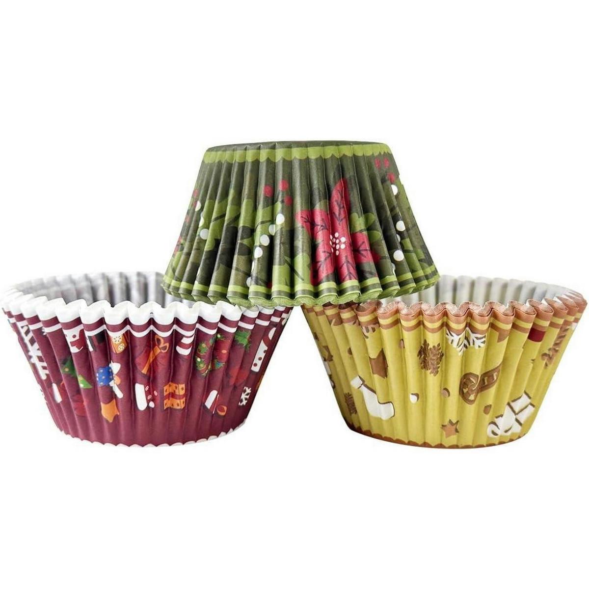 MUFFINFÖRMCHEN 300 Stück Set Weihnachtsmotiv Mini - Multicolor, Papier (3.1/2.1/3.1cm)