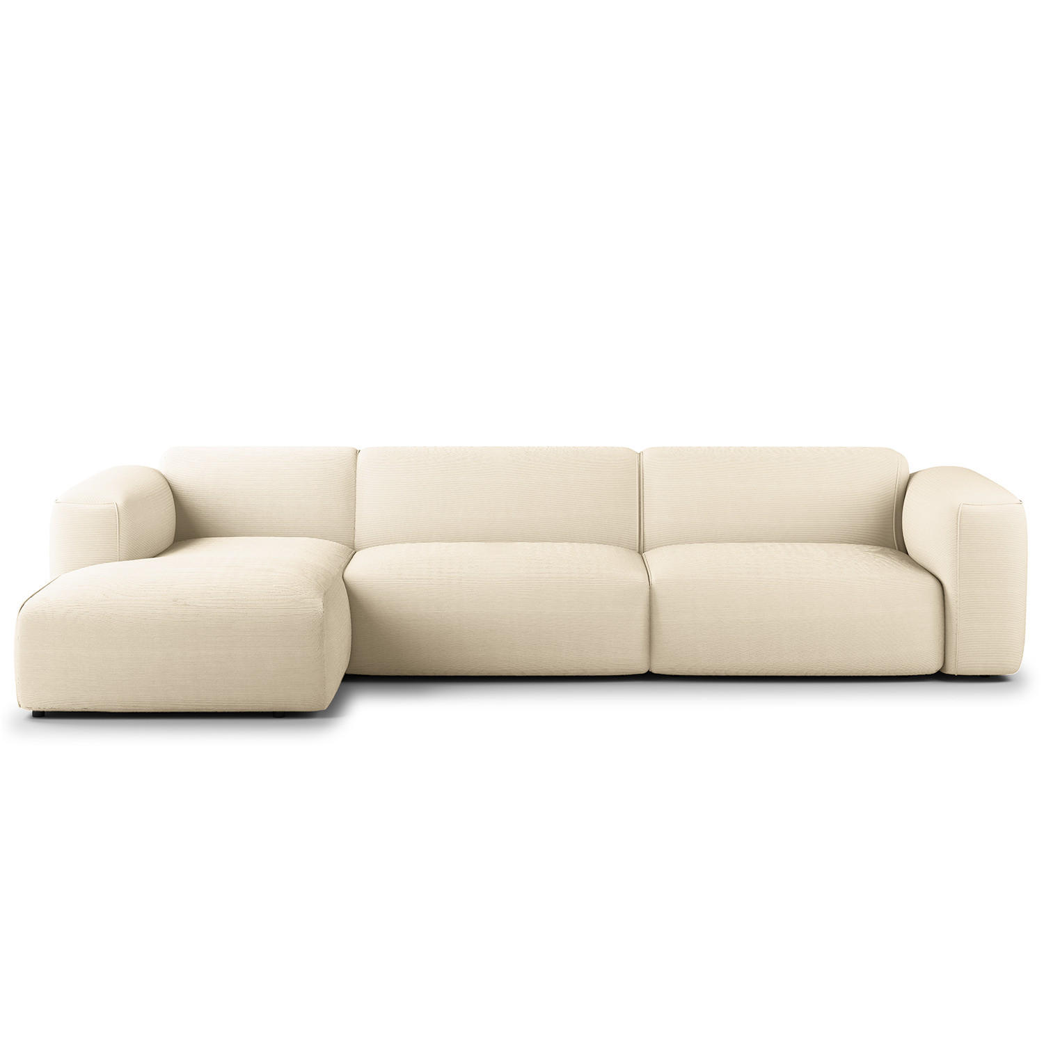 3-SITZER ECKSOFA mit Longchair - Beige/Schwarz, Textil (317/173cm) - home24