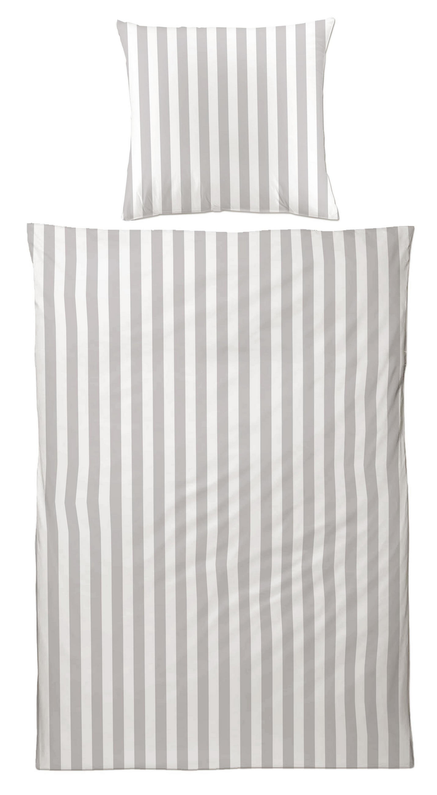 BETTWÄSCHE Biber 135x200 Grau gestreift Warmer Flanell Winter Bettbezug Streifen - Grau, Textil (135/200cm) - Carpe Sonno