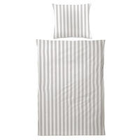 BETTWÄSCHE Biber 135x200 Grau gestreift Warmer Flanell Winter Bettbezug Streifen - Grau, Textil (135/200cm) - Carpe Sonno