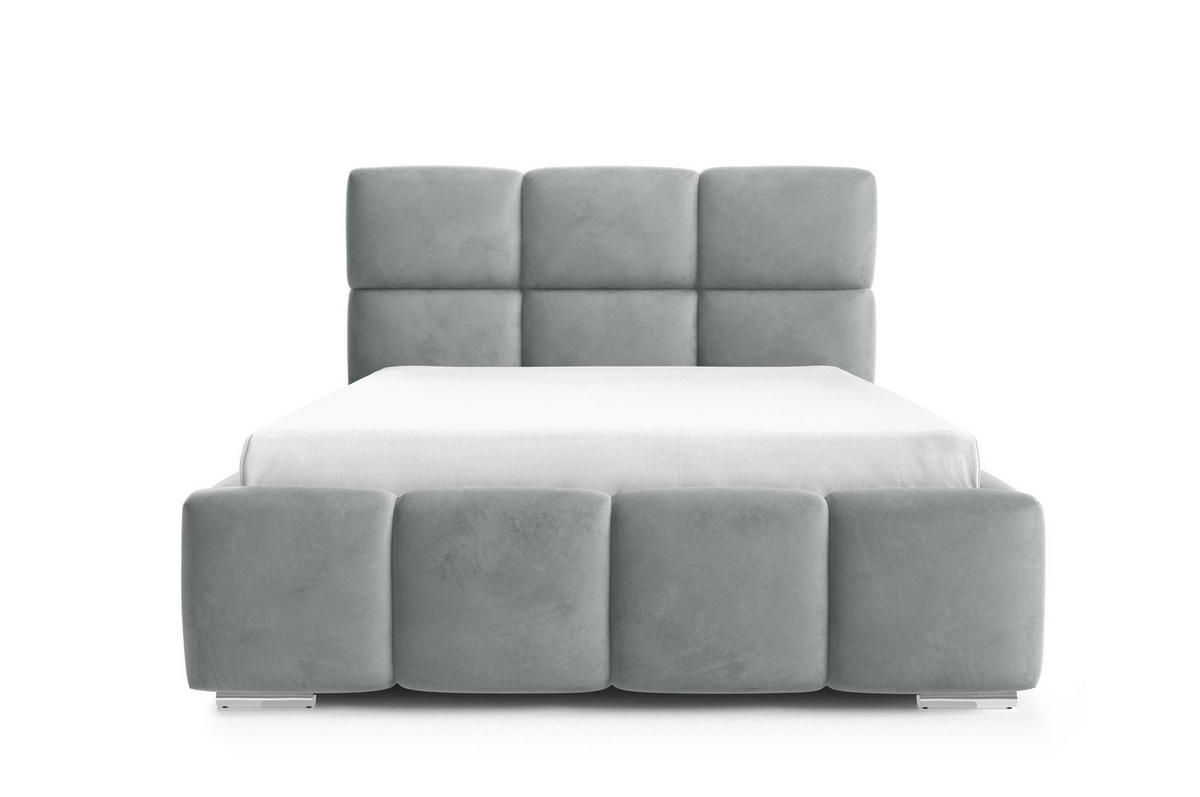 POLSTERBETT TRIO, 200x200 cm, Doppelbett mit Bettkasten, Velourstoff, Frabe: Grau - Grau, Holz/Kunststoff (200/200cm)