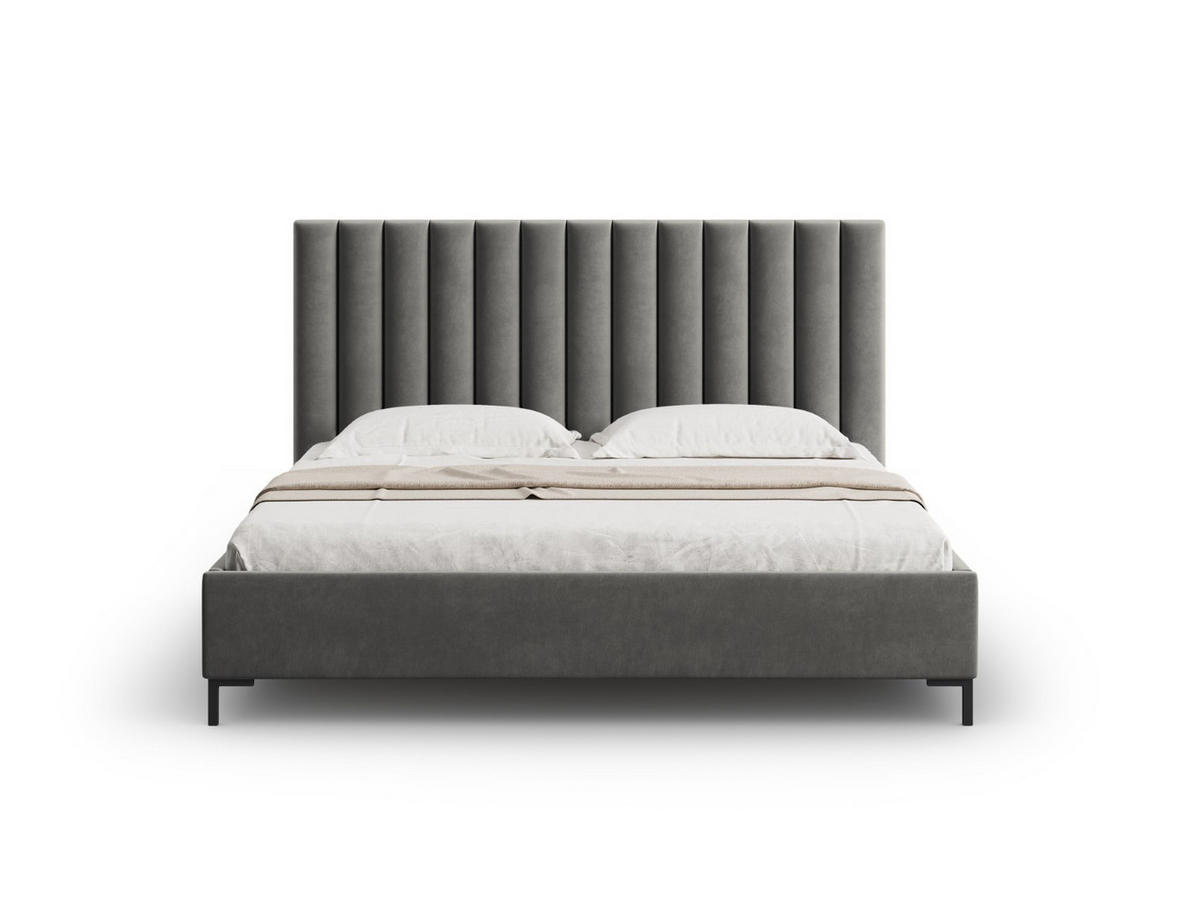 BETT mit Bettkasten und Kopfteil Allison aus Samt hellgrau 160x200cm - Hellgrau, Textil (160/200cm) - Micadoni