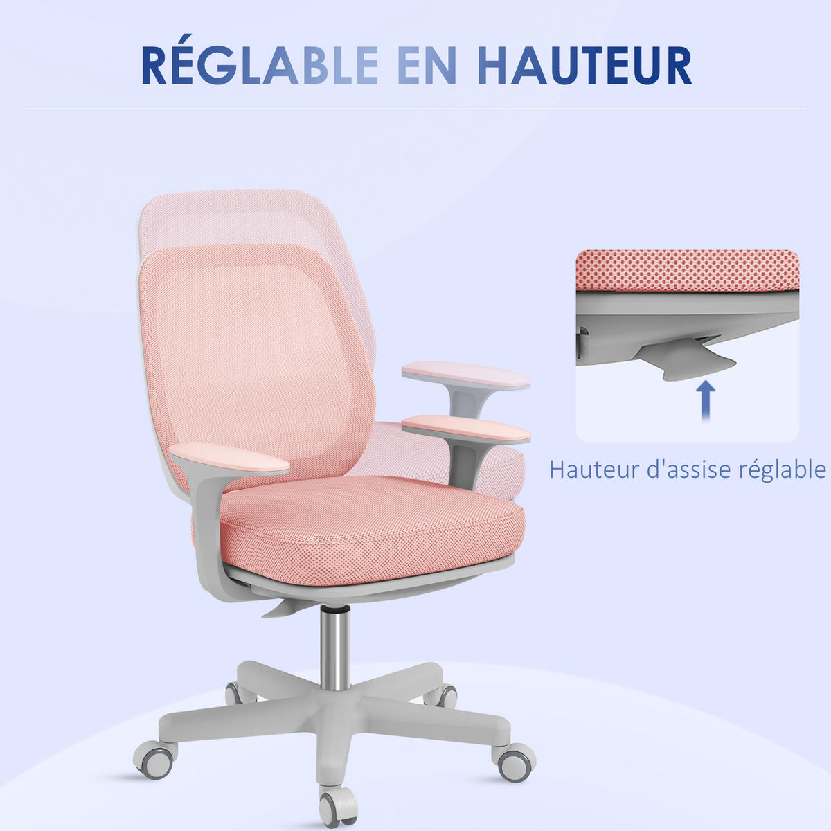 DREHSTUHL DE-11763 ergonomisch höhenverstellbar Rosa - Pink, Metall (48/94.5/55cm) - ComfortXL