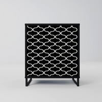 SIDEBOARD TESSELATED BLACKNESS, Schwarz, 57,5x42x67,5 cm, Schwarze Metall-Rahmenfüße - Multicolor/Schwarz, Holzwerkstoff/Metall (57.5/67.5/42cm) - SpaceRebels