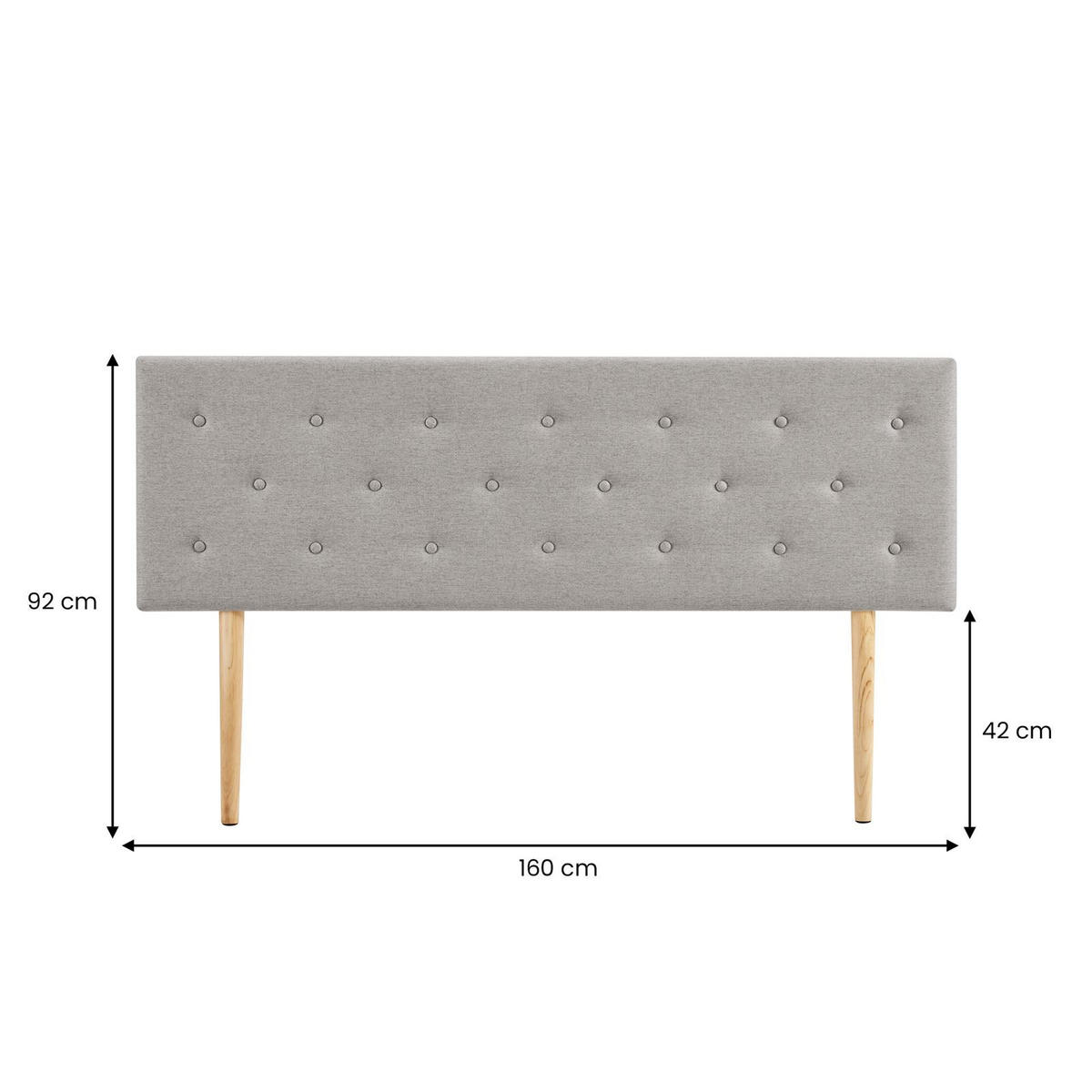 KOPFTEIL LULINE 160X190 CM - Grau, Textil (160/92/7cm) - IDIMEX