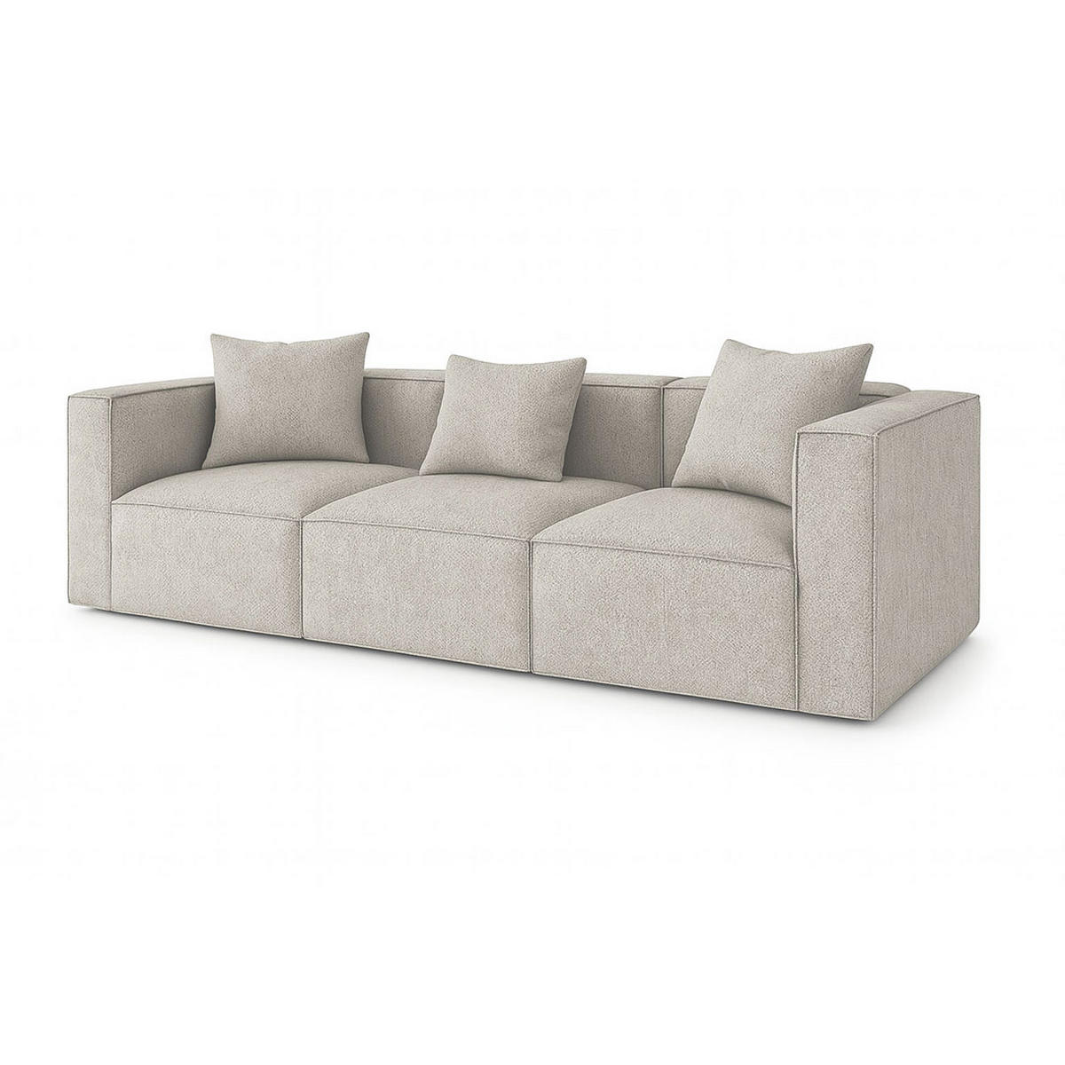 3-SITZER-SOFA Box Stoff Hellgrau - Hellgrau, Textil (256/65/92cm) - ebuy24
