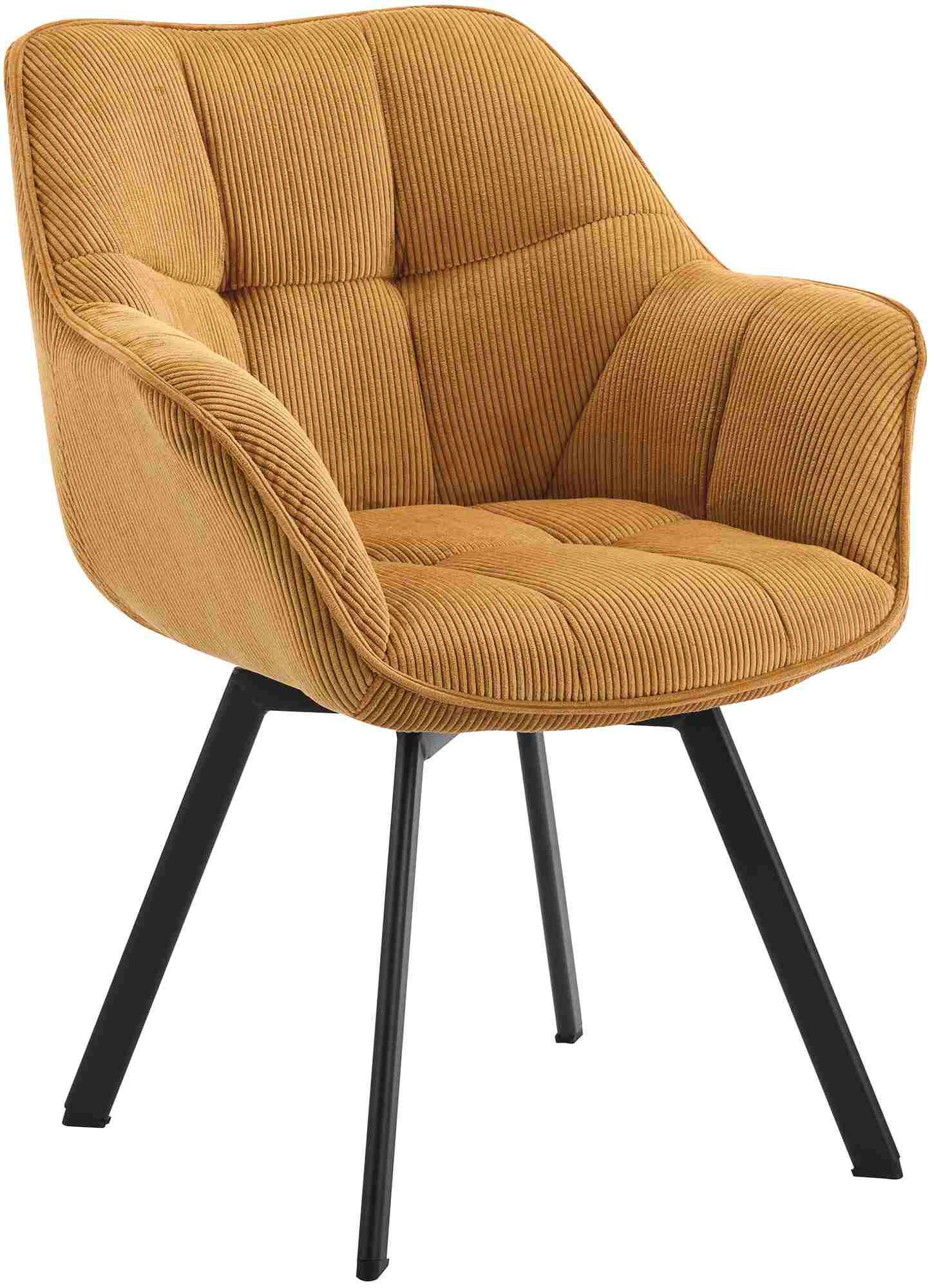 ARMLEHNENSTUHL Cord Orange - Schwarz/Orange, Textil/Metall (60/81/59cm) - CLP