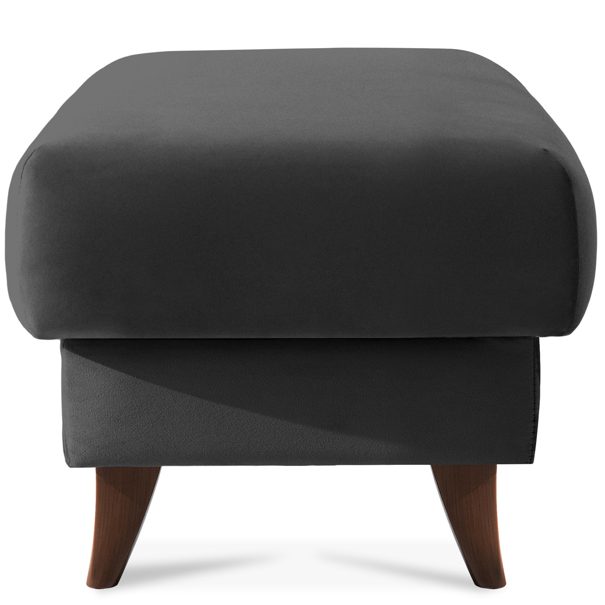 HOCKER GUSTAVO Fußstütze, Velours, Anthrazit - Anthrazit, Holz/Holzwerkstoff (53/49/53cm) - KONSIMO®