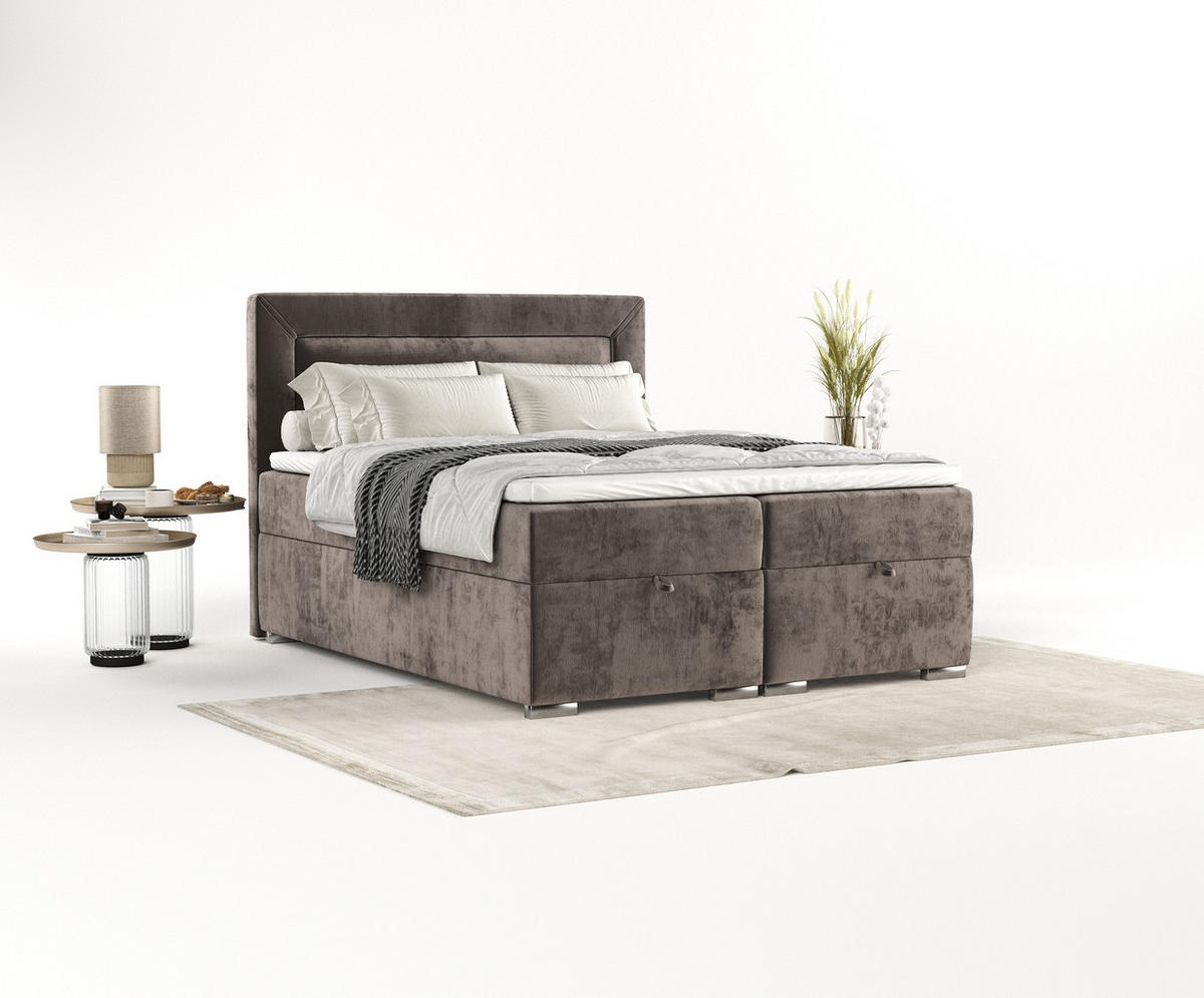 BOXBETT Lontano 120/200 cm Braun im Lotta Stoff - Chromfarben/Braun, Holz/Holzwerkstoff (120/200cm) - AltaBeds