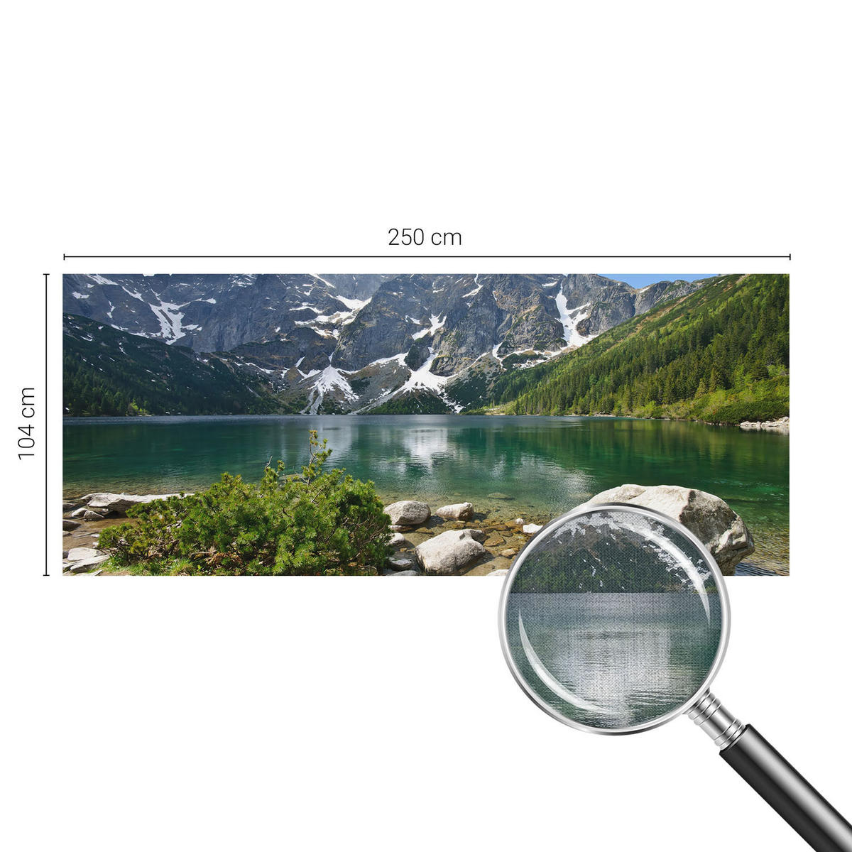 FOTOTAPETE 250x104 cm - Bergsee - Grün, Textil (250/104cm) - Wallfluent