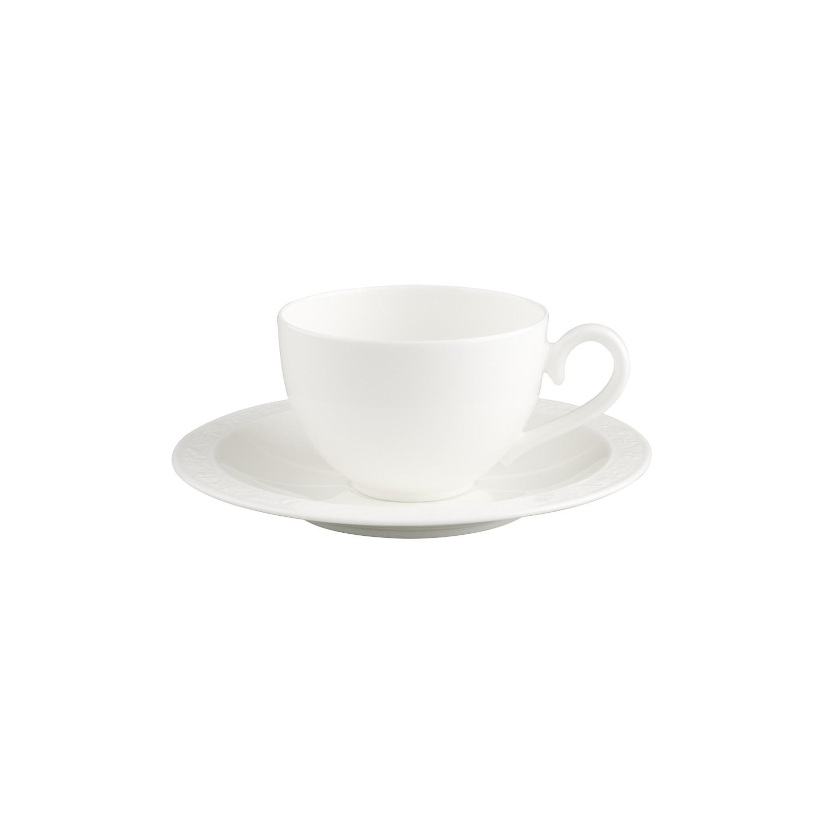 KAFFEETASSE MIT UNTERTASSE White Pearl weiß 120 ml - Weiß, Keramik (16/8.1/16cm) - Villeroy & Boch