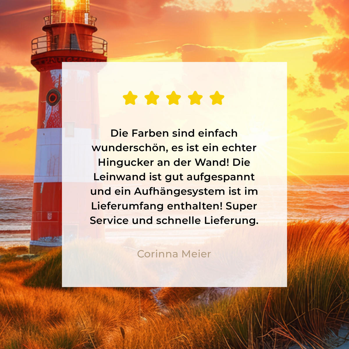 LEINWANDBILD Aussicht - Fenster - Leuchtturm - Sonnenuntergang - Strand Wandbilder 80x60 cm - Dunkelorange, Textil (80/60cm) - MuchoWow